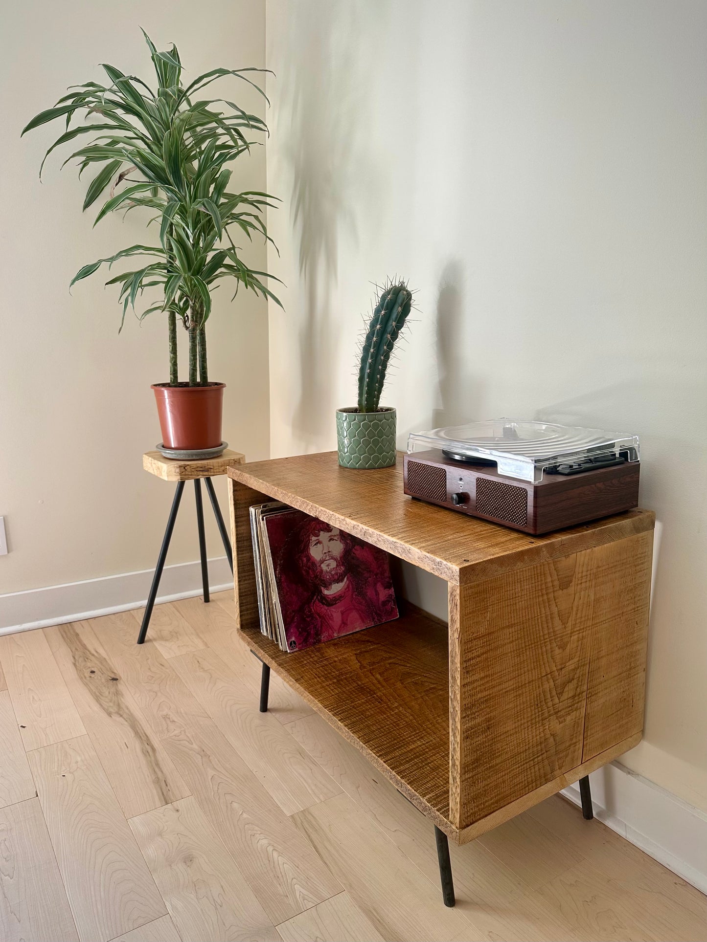 32” L Rustic Wood Minimalist Media / Side Table