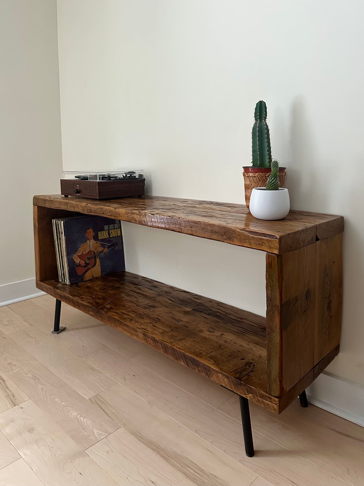 5’ L Rustic Wood Minimalist Media Stand / Table