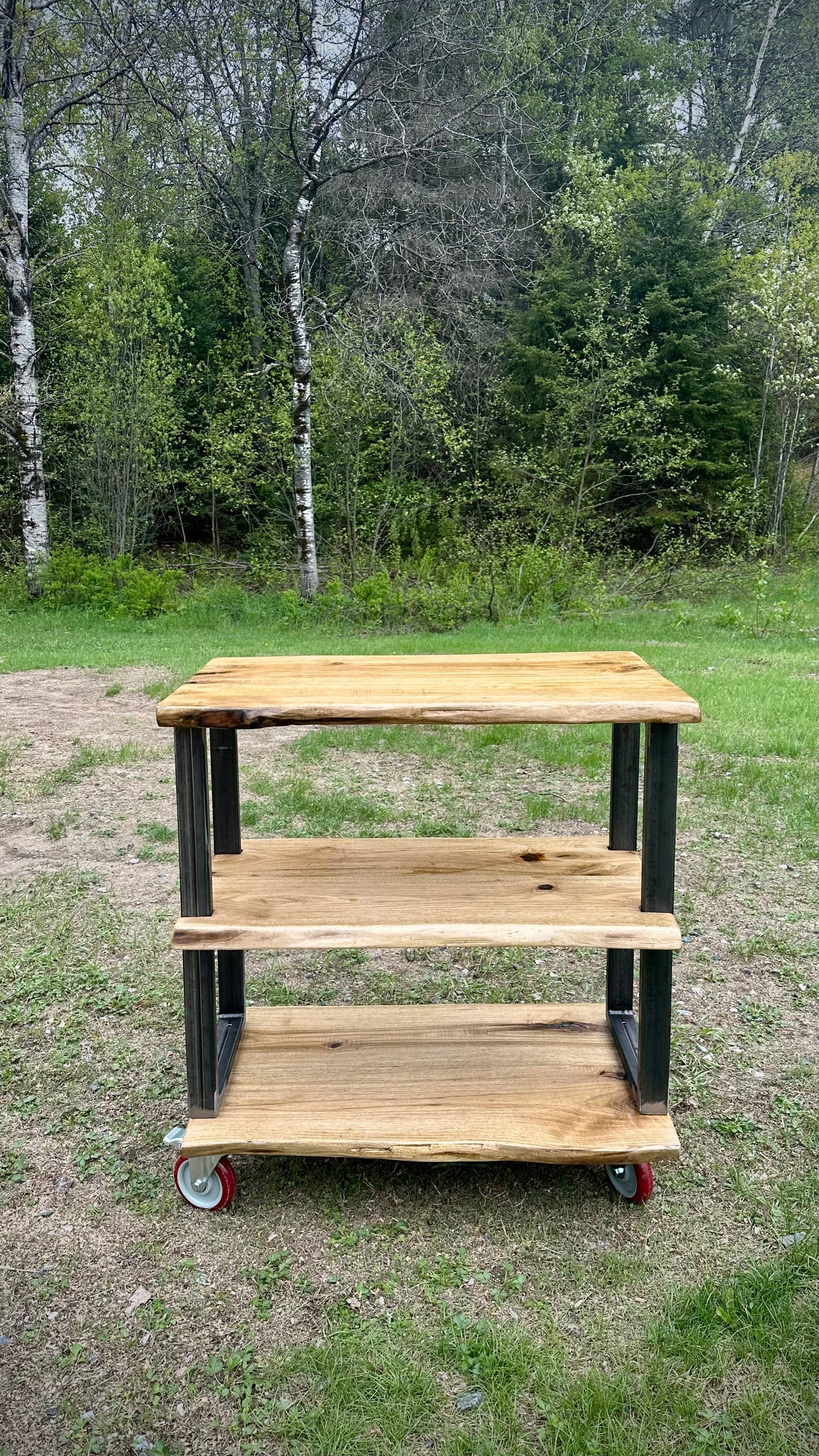 3’ L Rustic Live Edge Wood Bar Cart /Kitchen Island