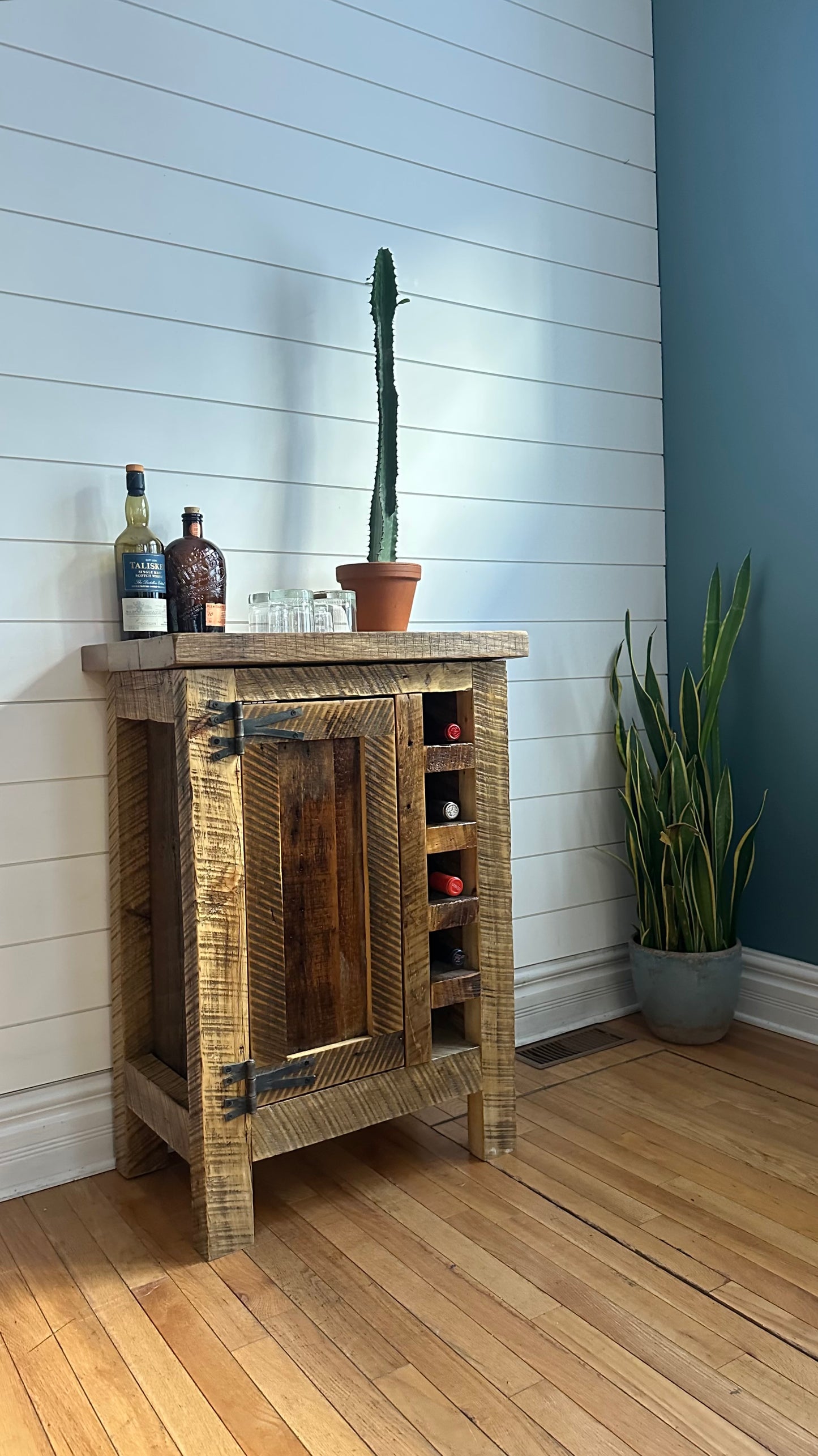 2’ L Rustic Reclaimed Wood Bar/Wine Cabinet