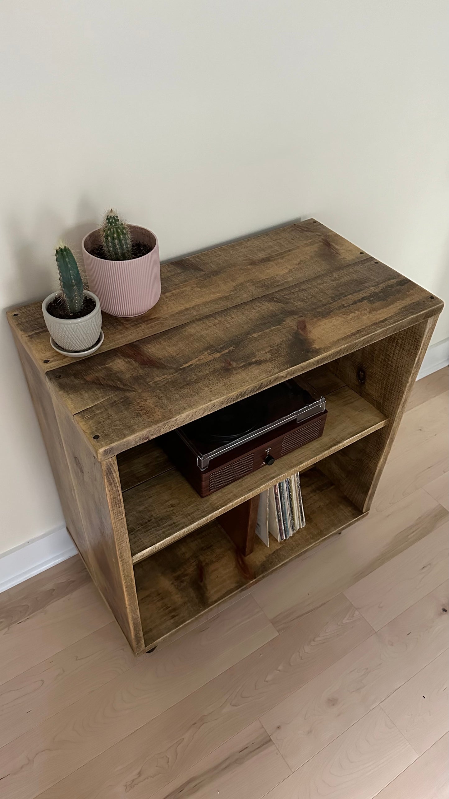 2 1/2’ L Rustic Wood Record / Media Table