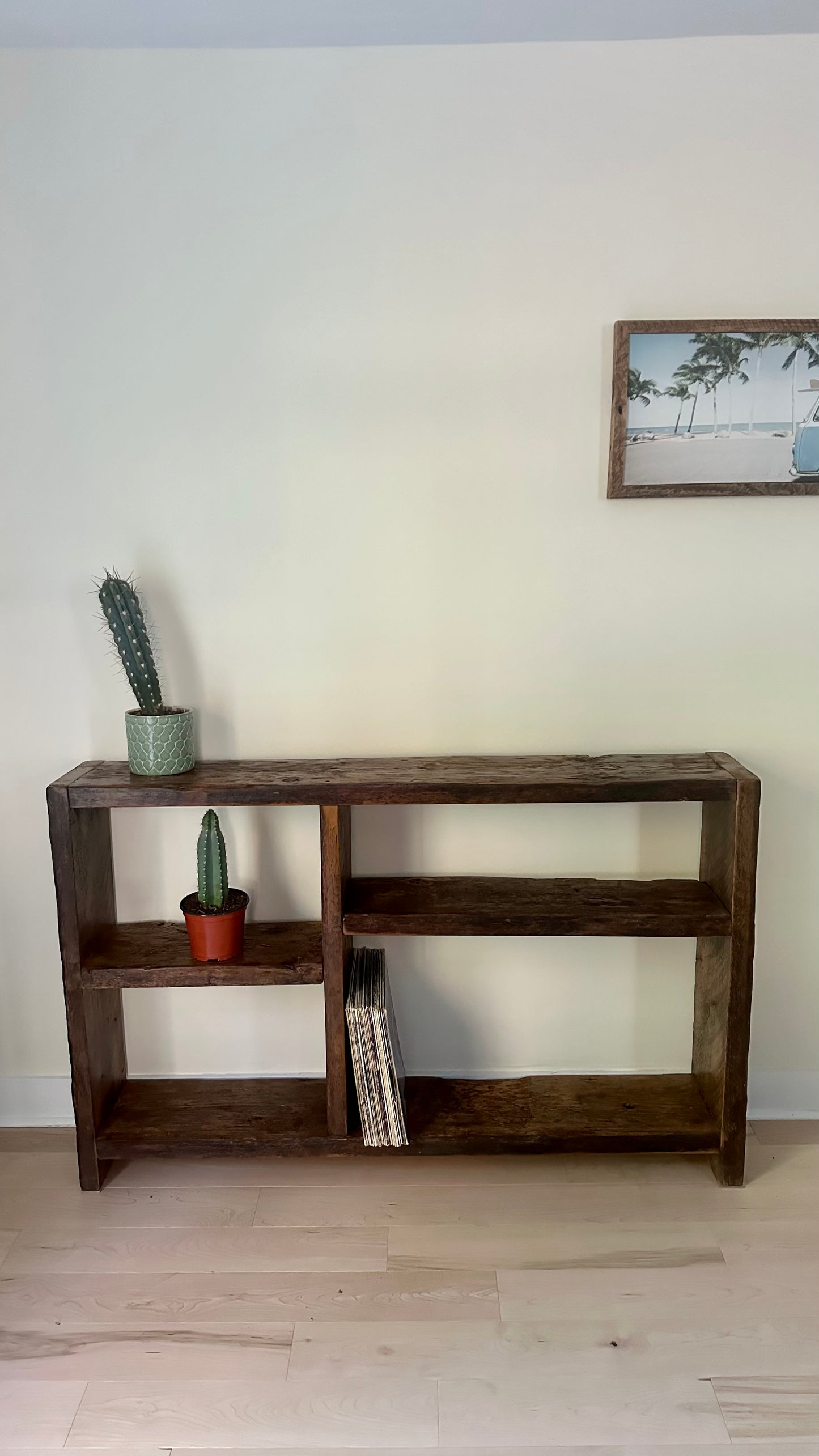 5’ L Rustic Reclaimed Wood Minimalist Shelf / Console Table