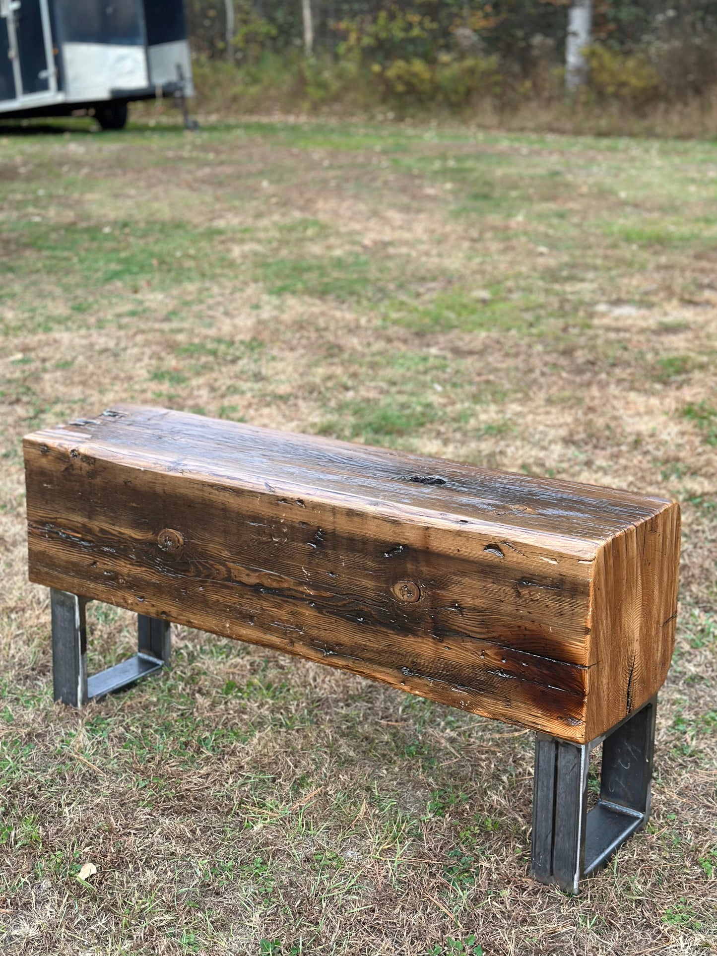 3 1/2’ Rustic Reclaimed Fir Wood Beam Bench