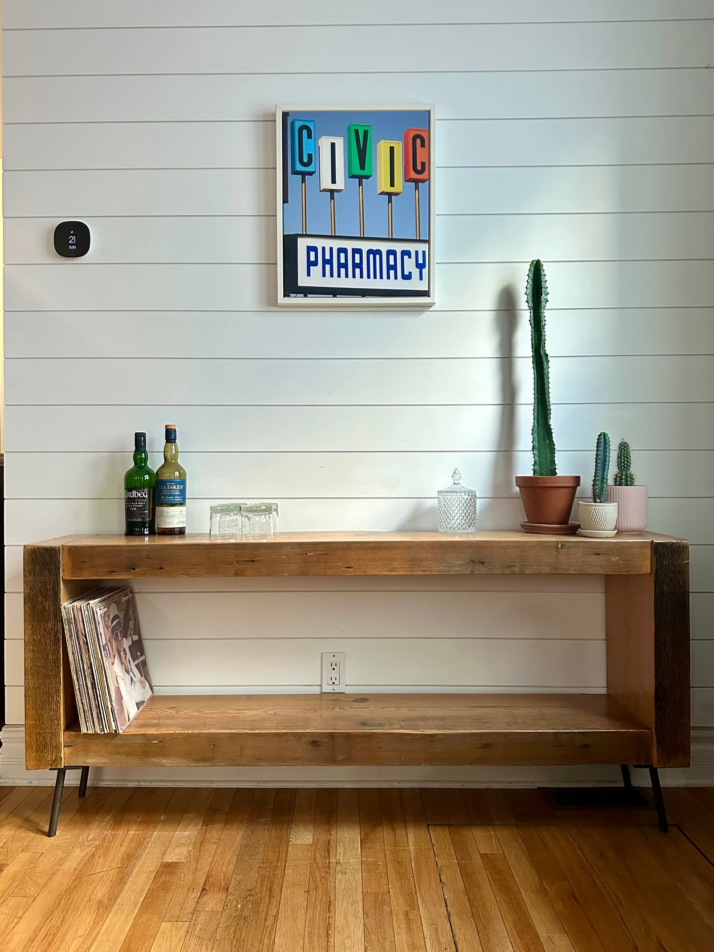 Rustic Reclaimed Wood Minimalist Media Stand