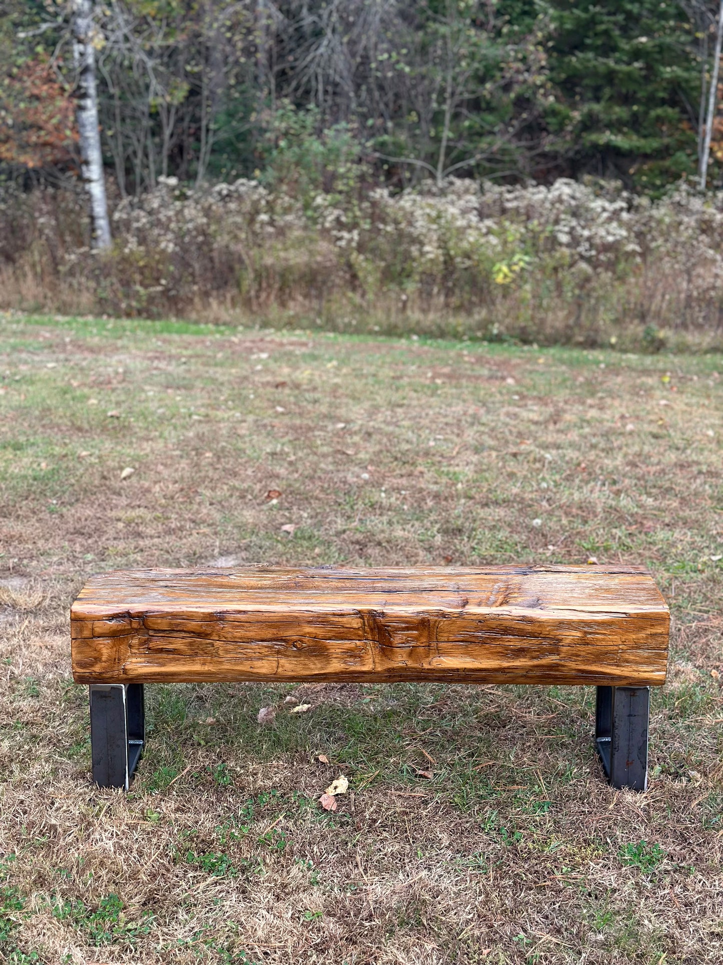 4’ L Rustic Reclaimed Barn Beam Bench