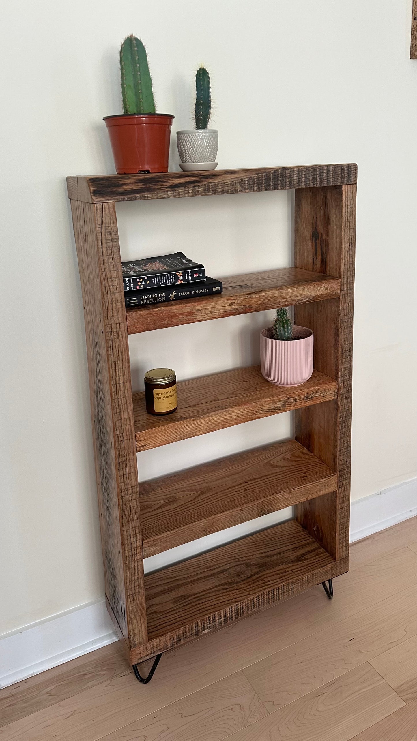 4’ H Rustic Reclaimed Oak Bookcase