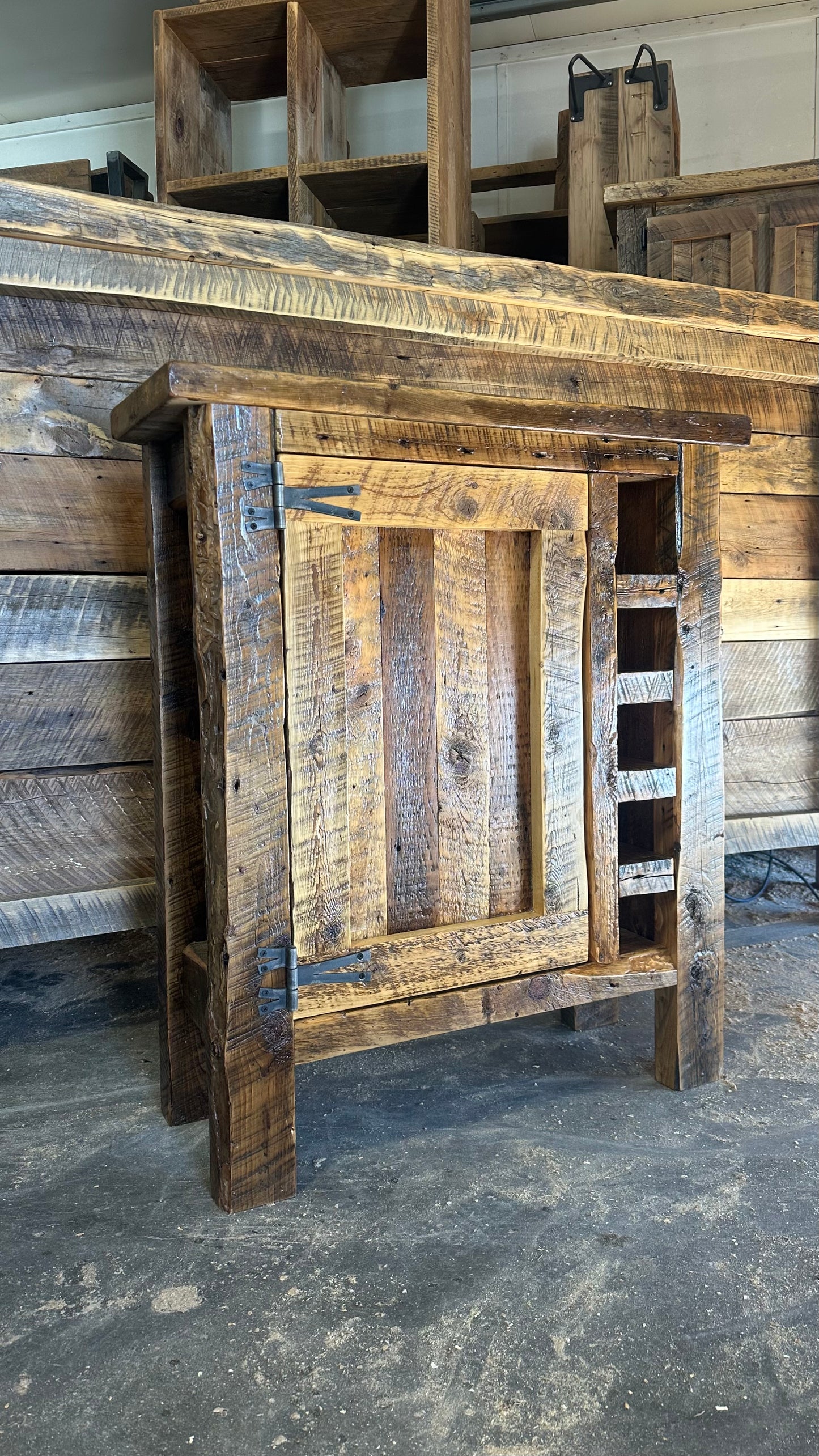 3’ L Rustic Reclaimed Wood Bar / Kitchen Cabinet