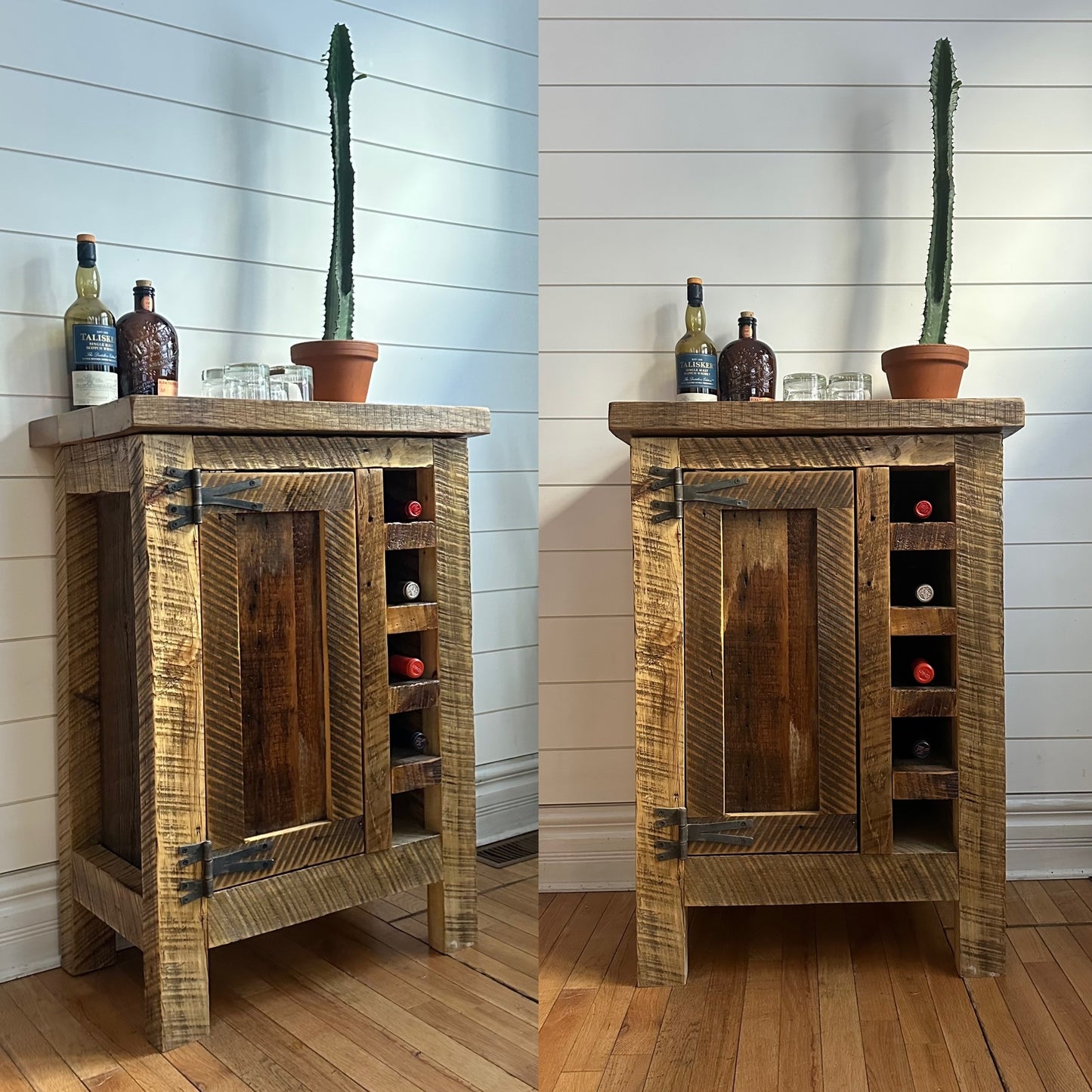 2’ L Rustic Reclaimed Wood Bar/Wine Cabinet