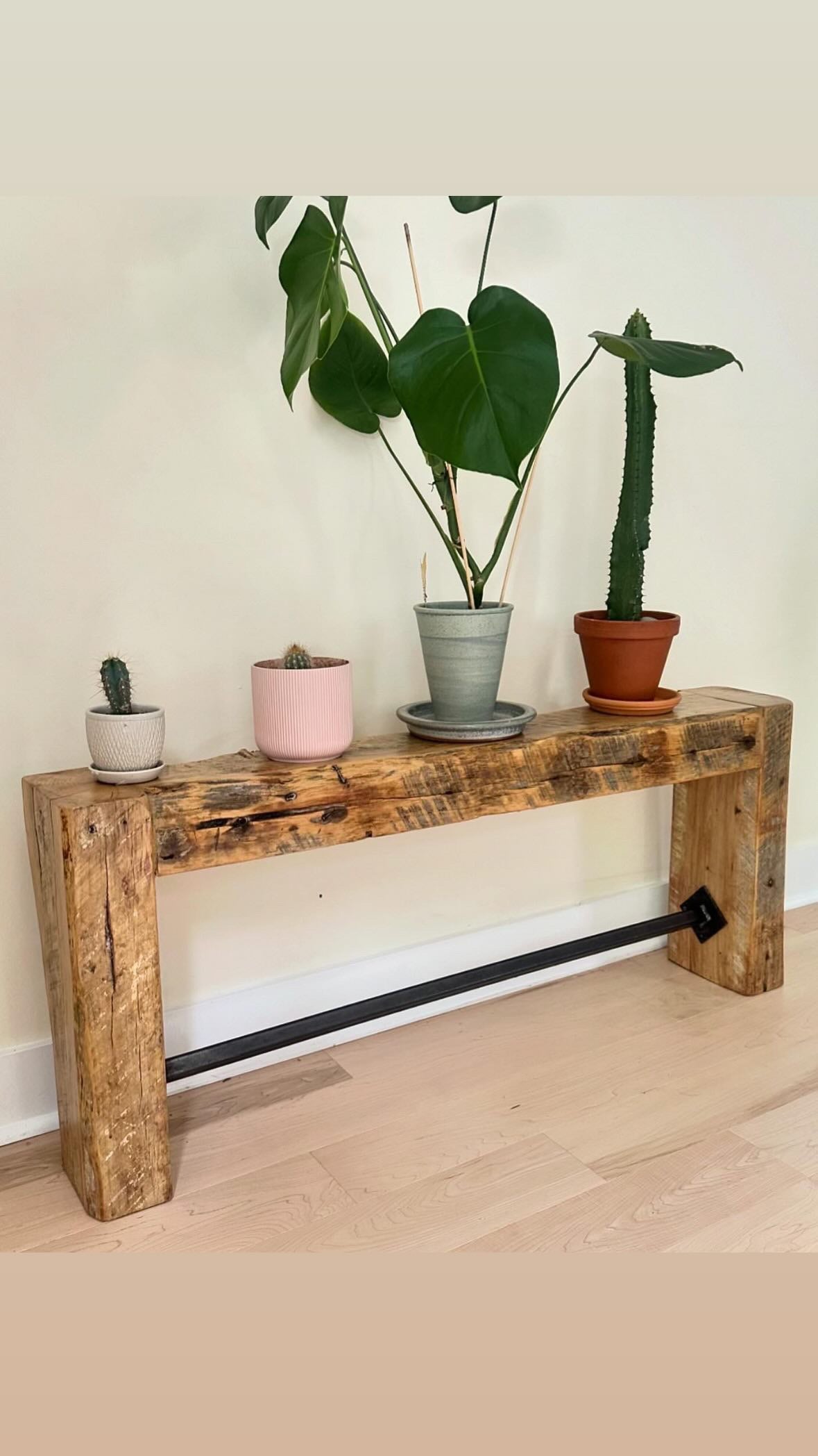 4’ L Rustic Reclaimed Maple Wood Beam Bench