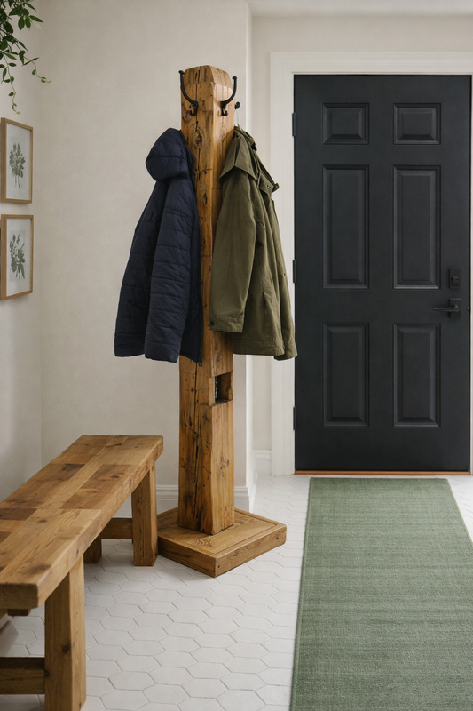 6’ H Rustic Wood Beam Coat Tree