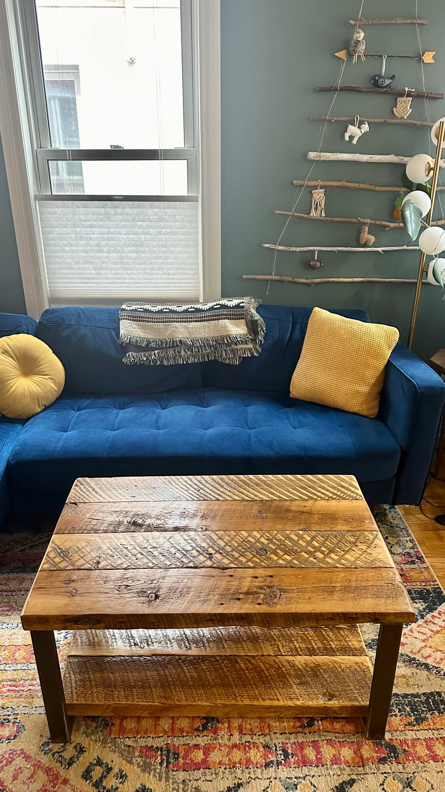 Rustic Reclaimed Wood + Steel Coffee Table