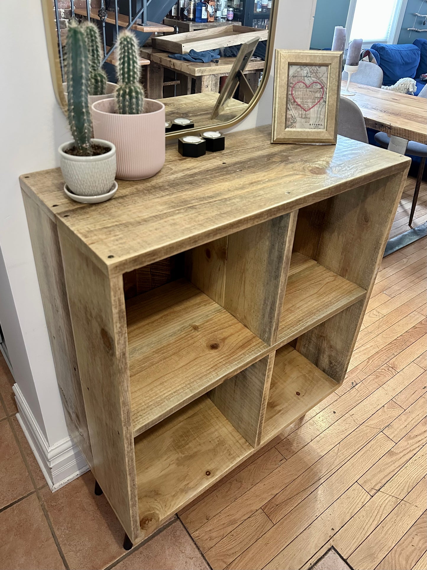 30” L Rustic Wood Cube Table