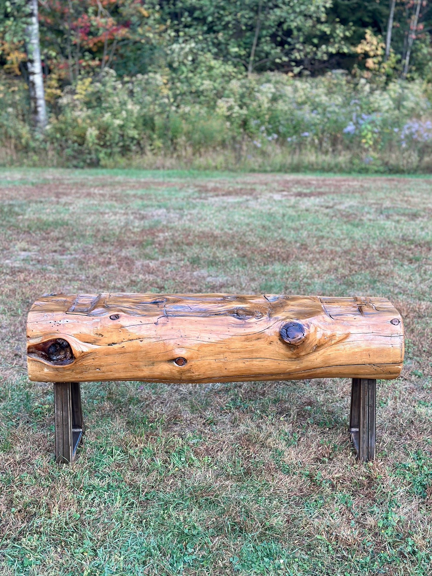 4’ L Rustic Reclaimed Cedar Wood Beam Bench