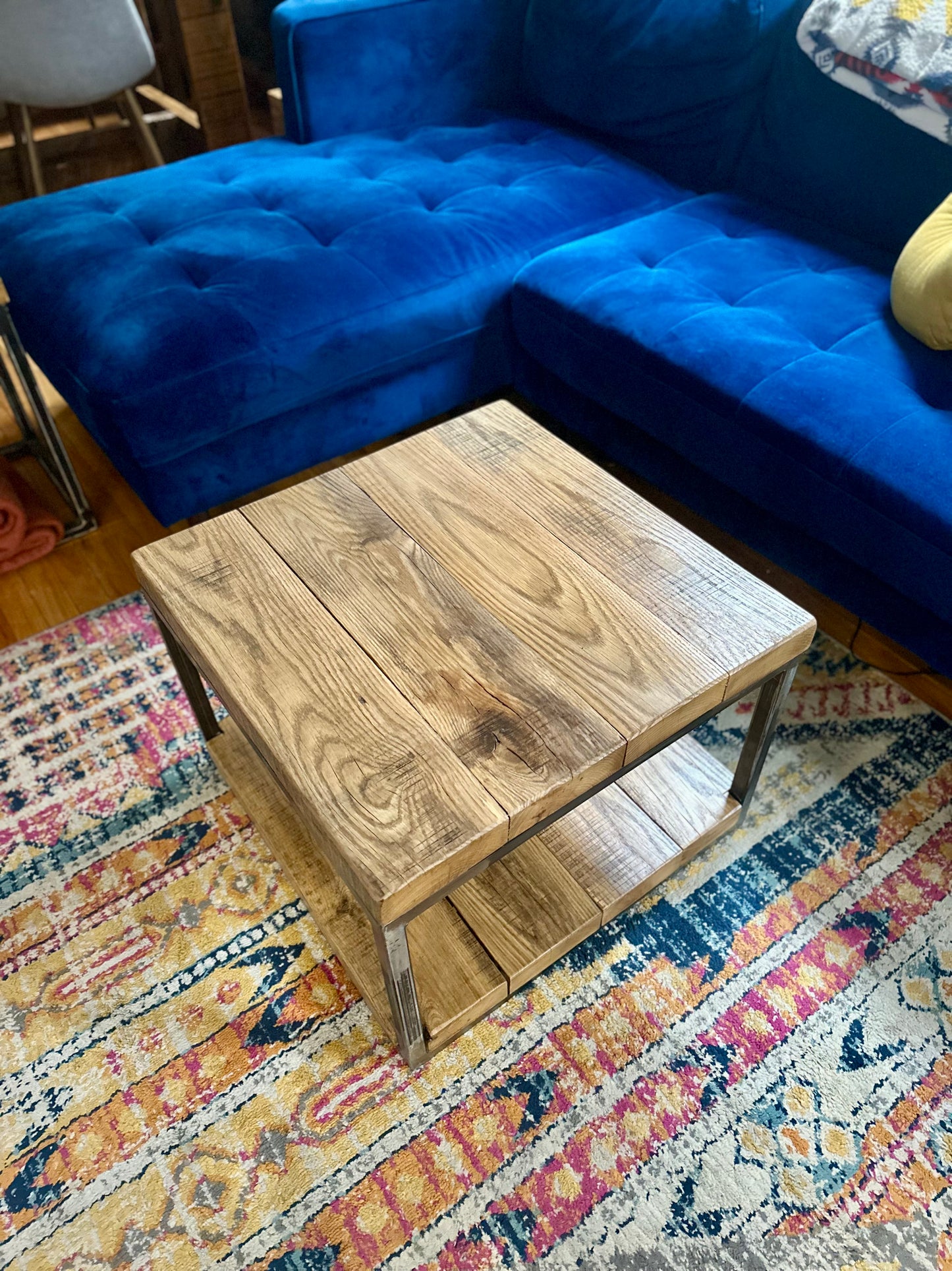 2 x 2’ Rustic Oak + Steel Coffee Table