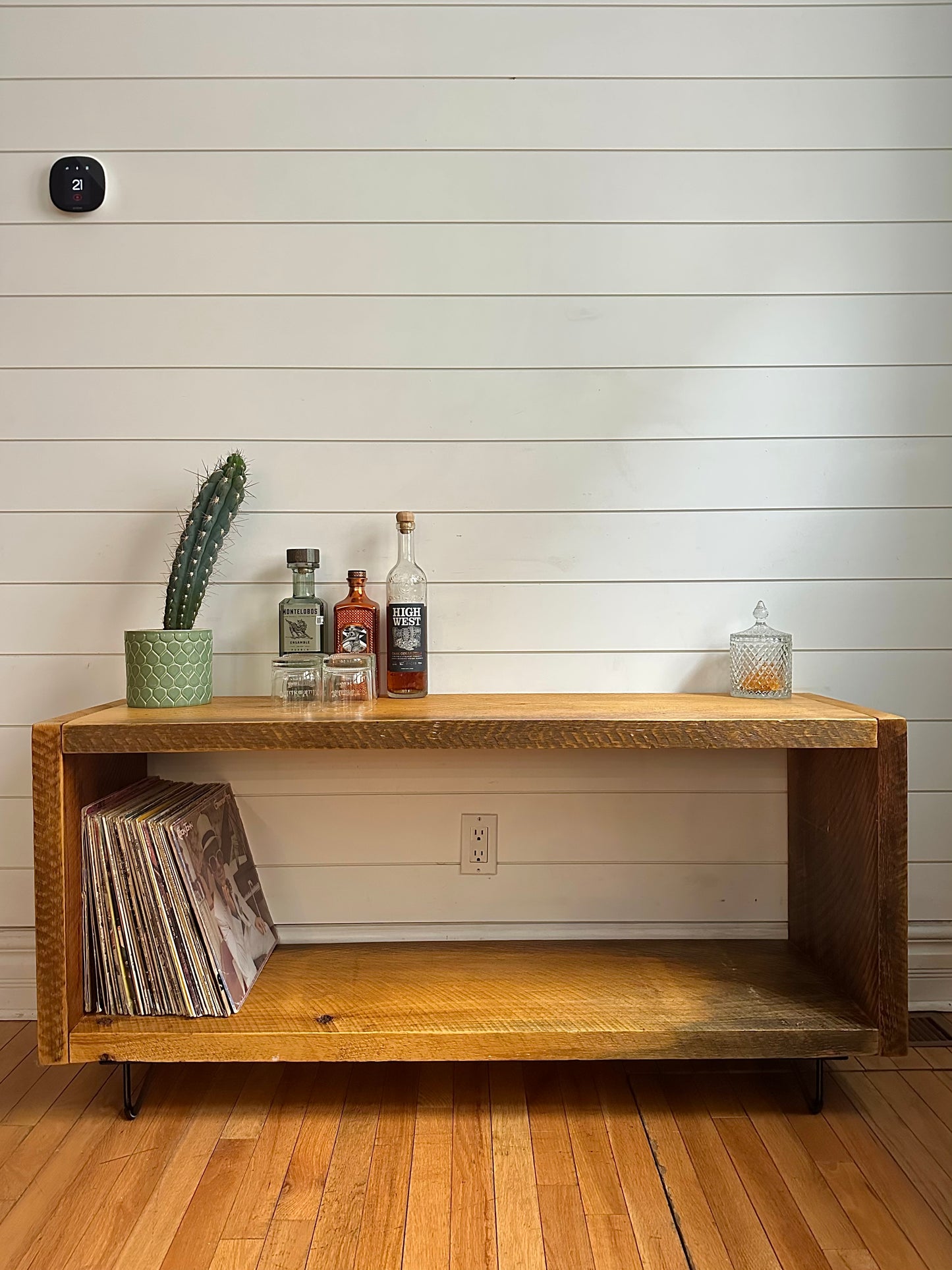 4' L Rustic Wood Media Stand / Table