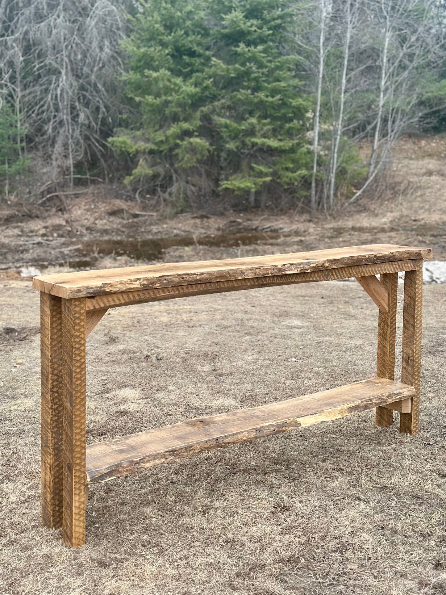 6' L Rustic Live Edge Wood Table