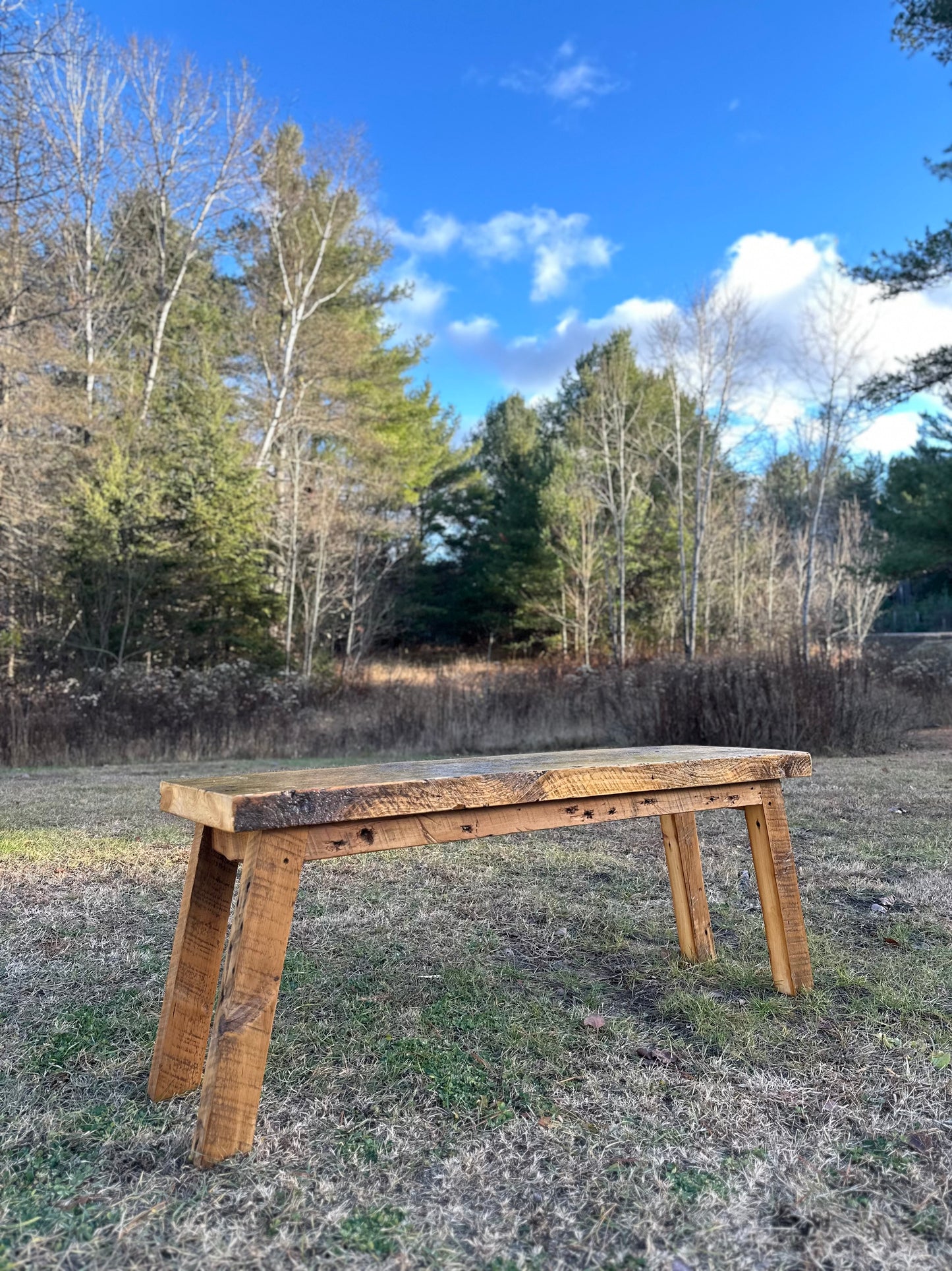 4’ Rustic Reclaimed Wood Minimalist Bench