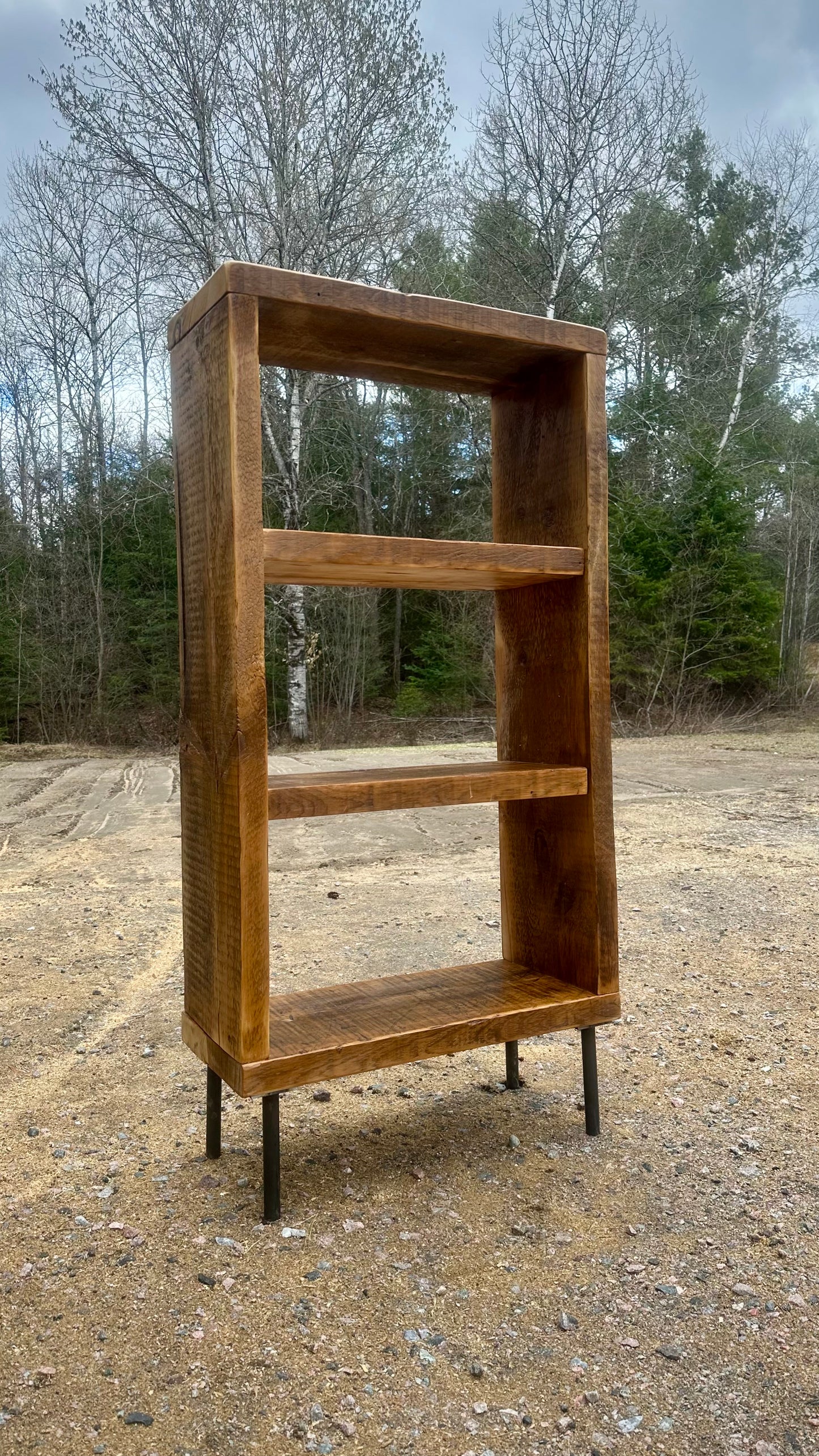 5’ H Rustic Reclaimed Wood + Steel Bookcase