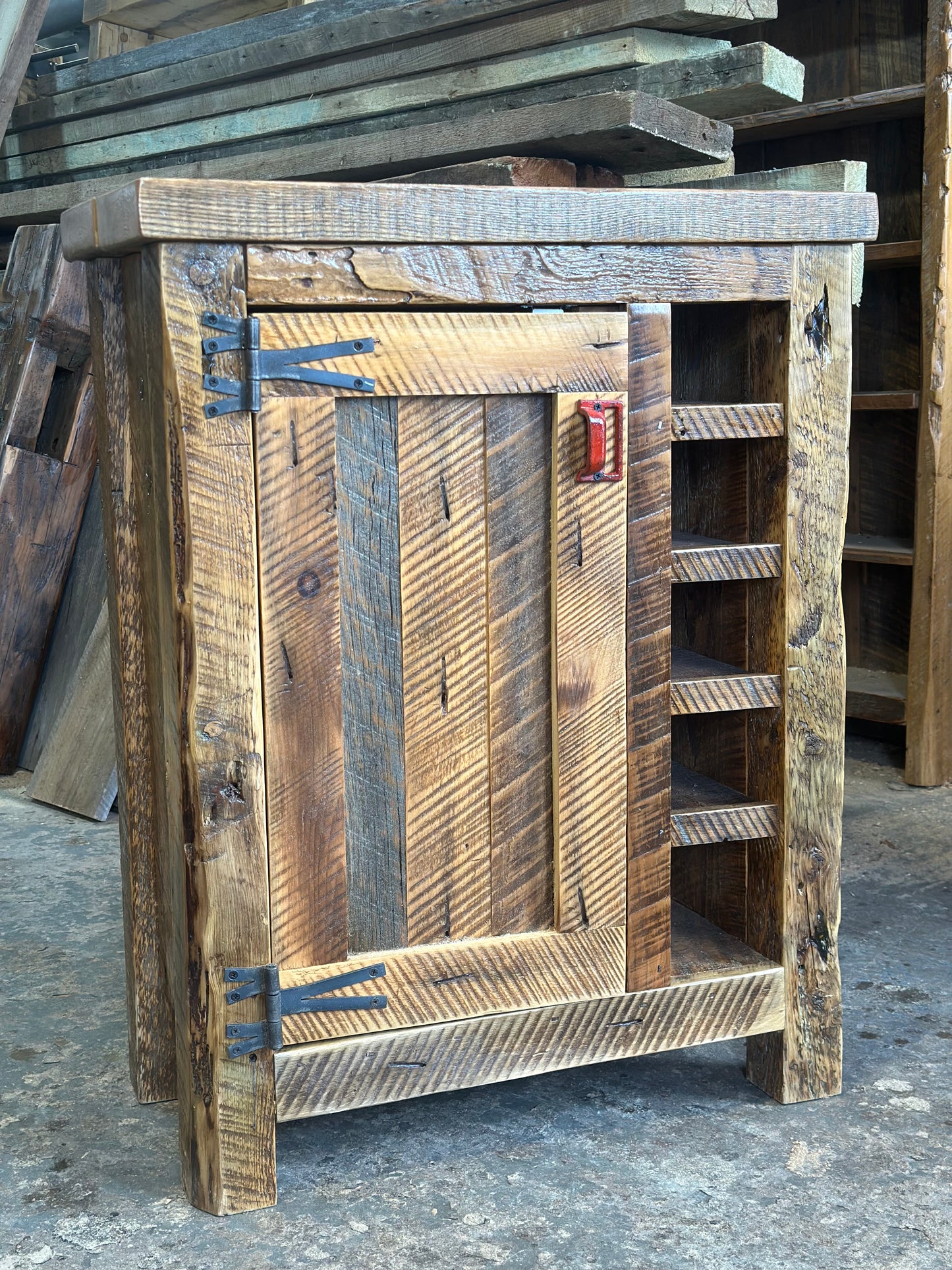 28” L Rustic Wood Bar Cabinet