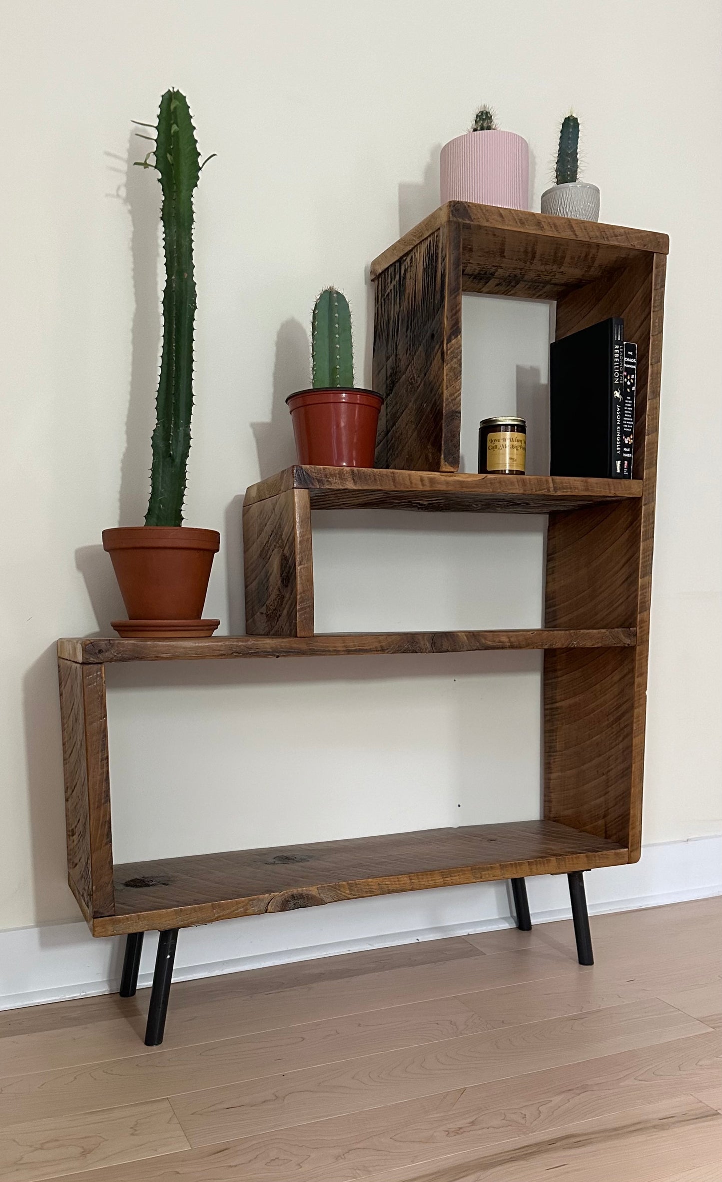 Rustic Reclaimed Wood Bookcase / Plant Stand