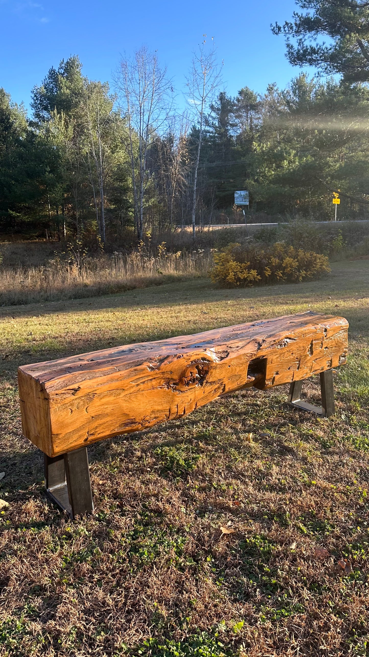 5’ Rustic Reclaimed Wood + Steel Bench
