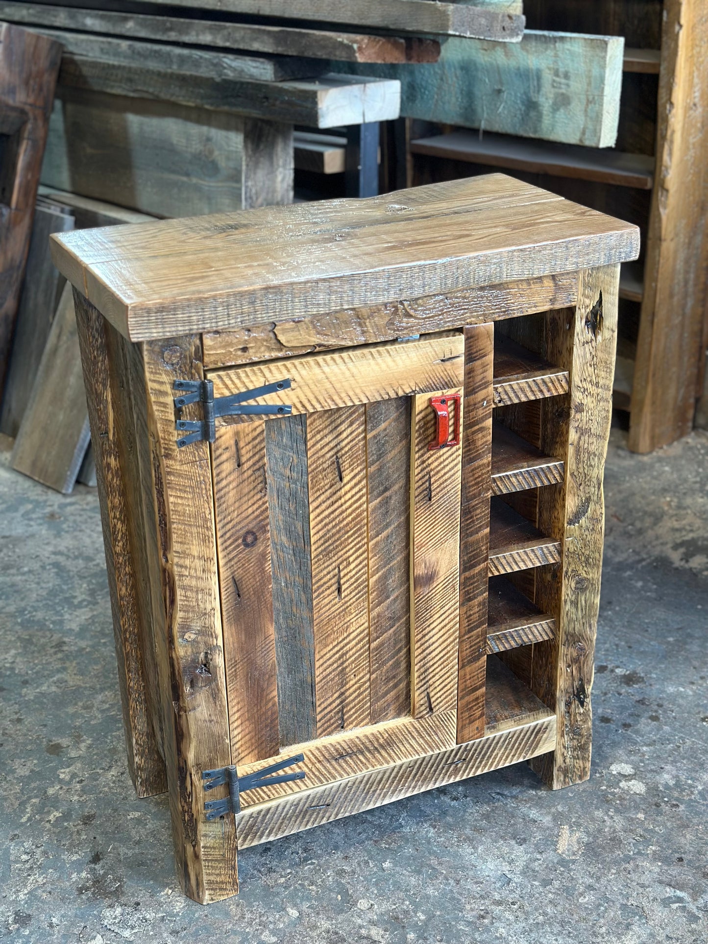 28” L Rustic Wood Bar Cabinet
