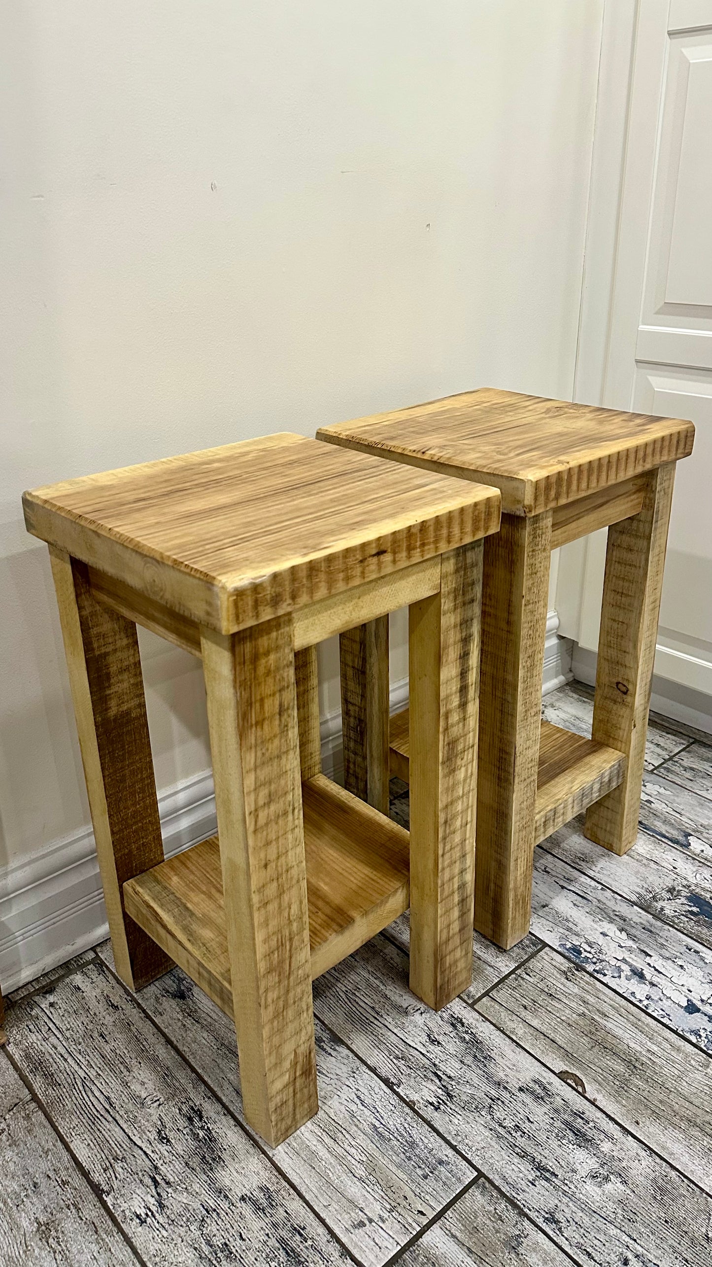 2 X Rustic Wood Side Tables / Night Stands