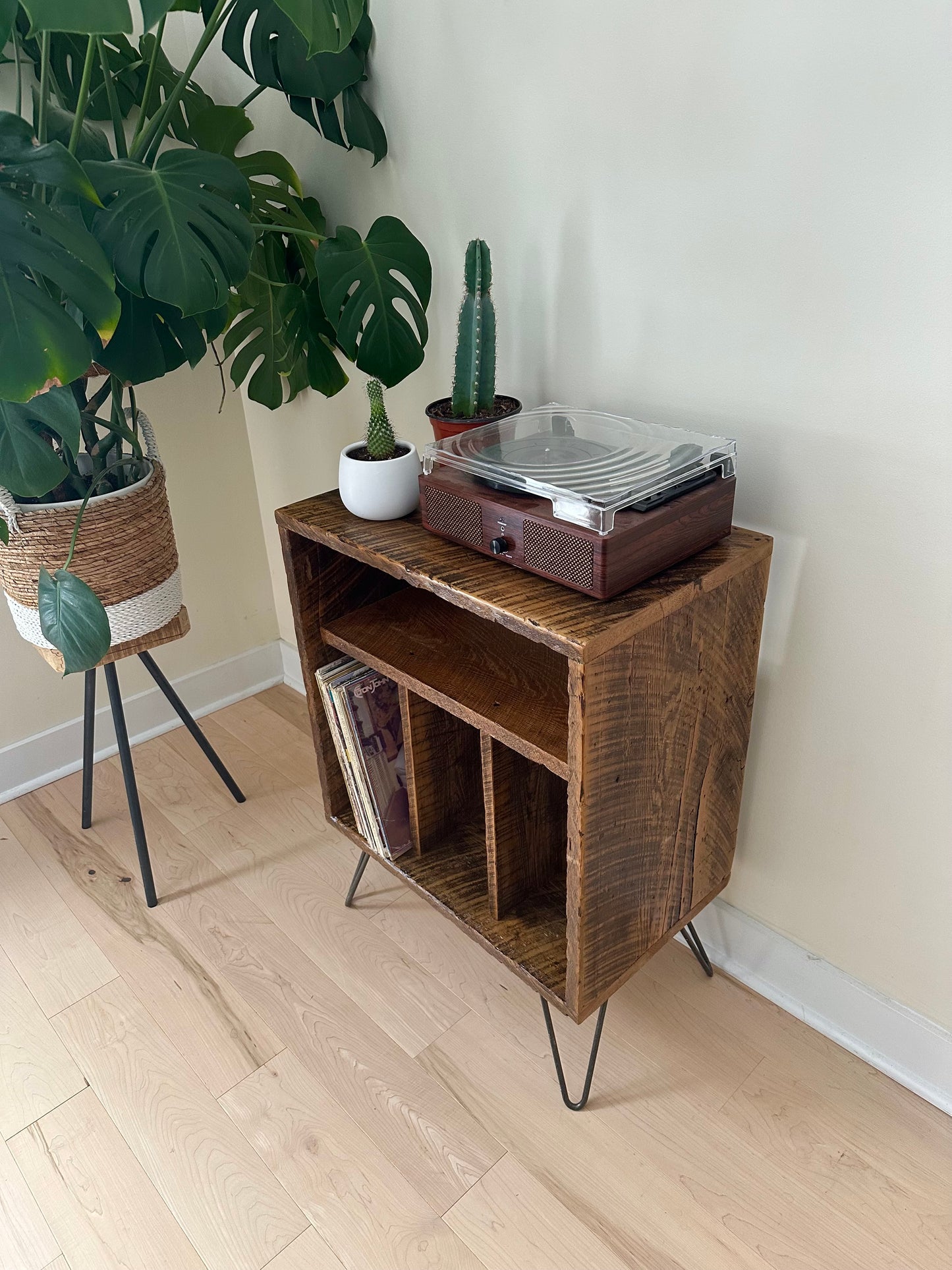 Rustic Reclaimed Wood Record / Vinyl / Media Table
