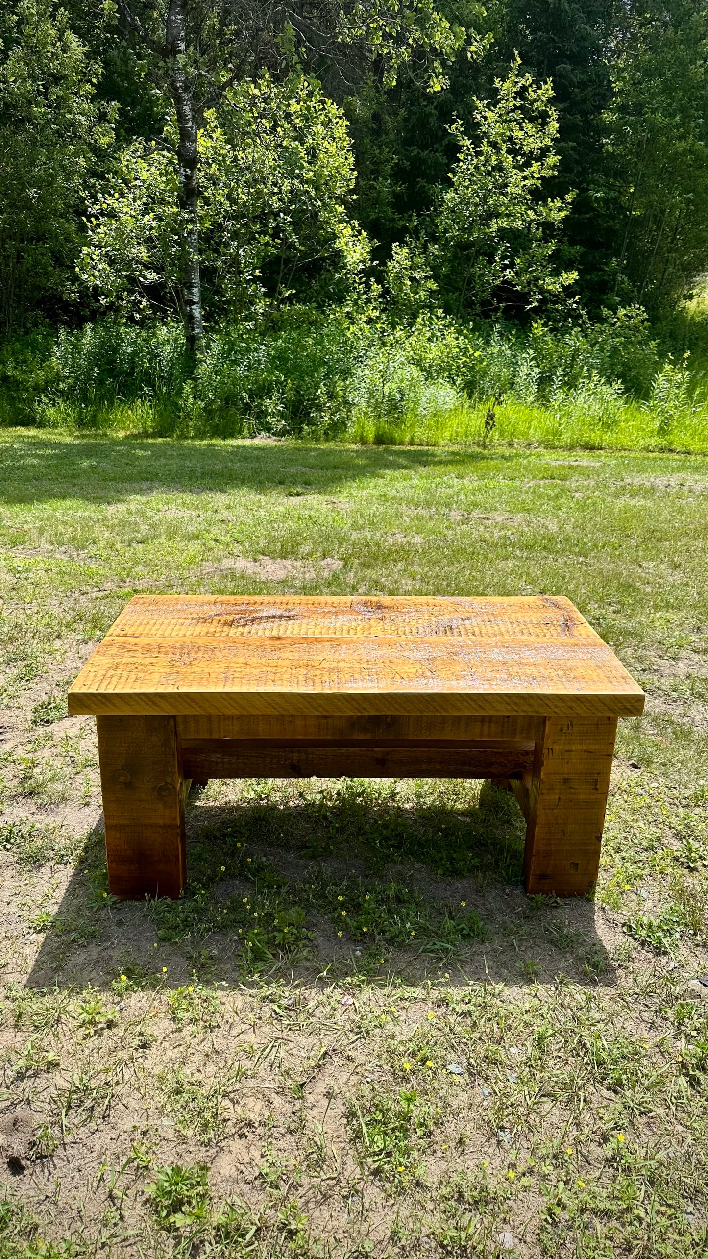 Set of 3 Rustic Wood Living Room Tables