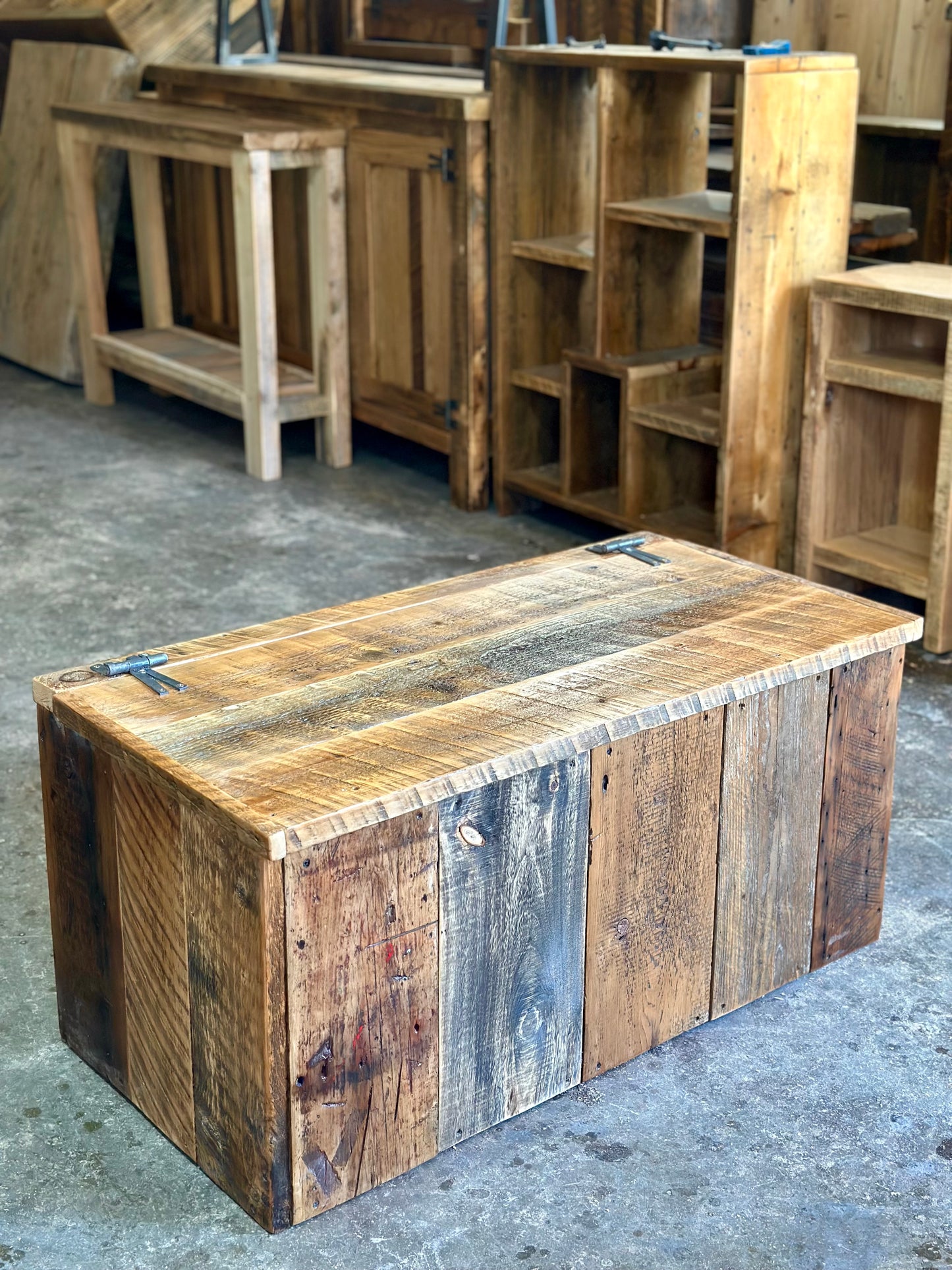 Rustic Wood Storage Chest / Coffee Table
