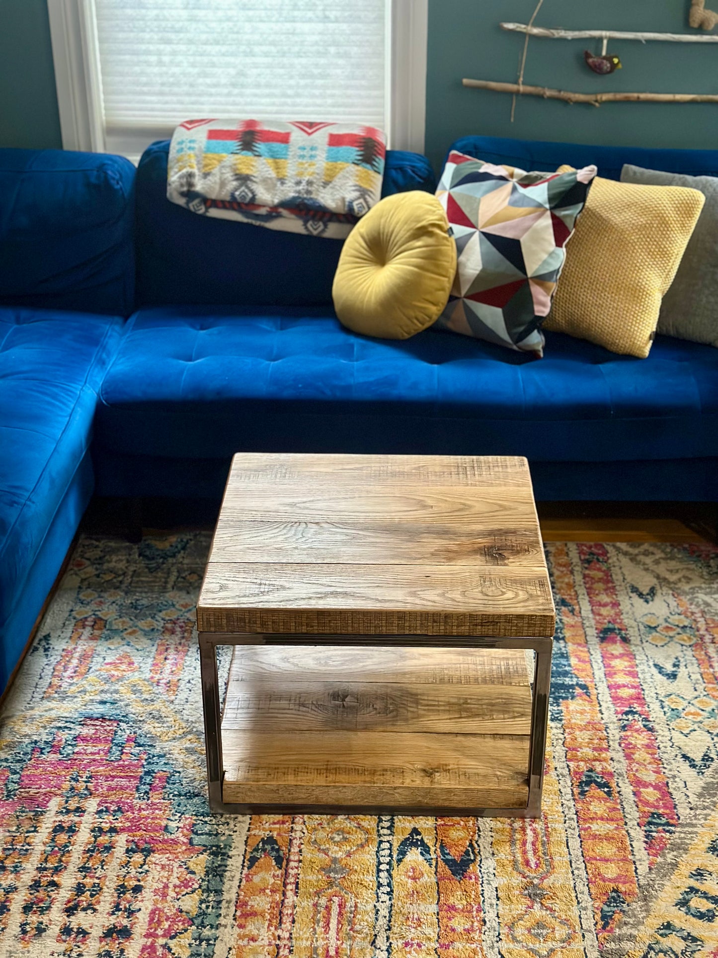 2 x 2’ Rustic Oak + Steel Coffee Table