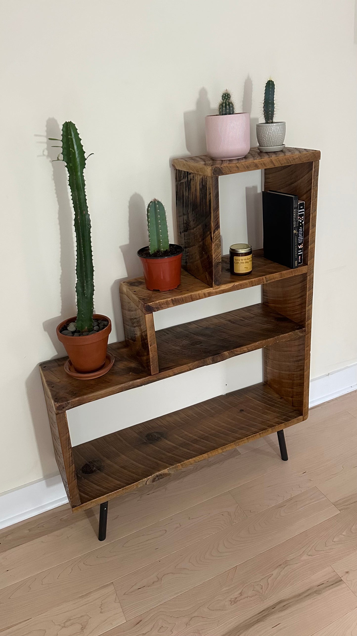 Rustic Reclaimed Wood Bookcase / Plant Stand