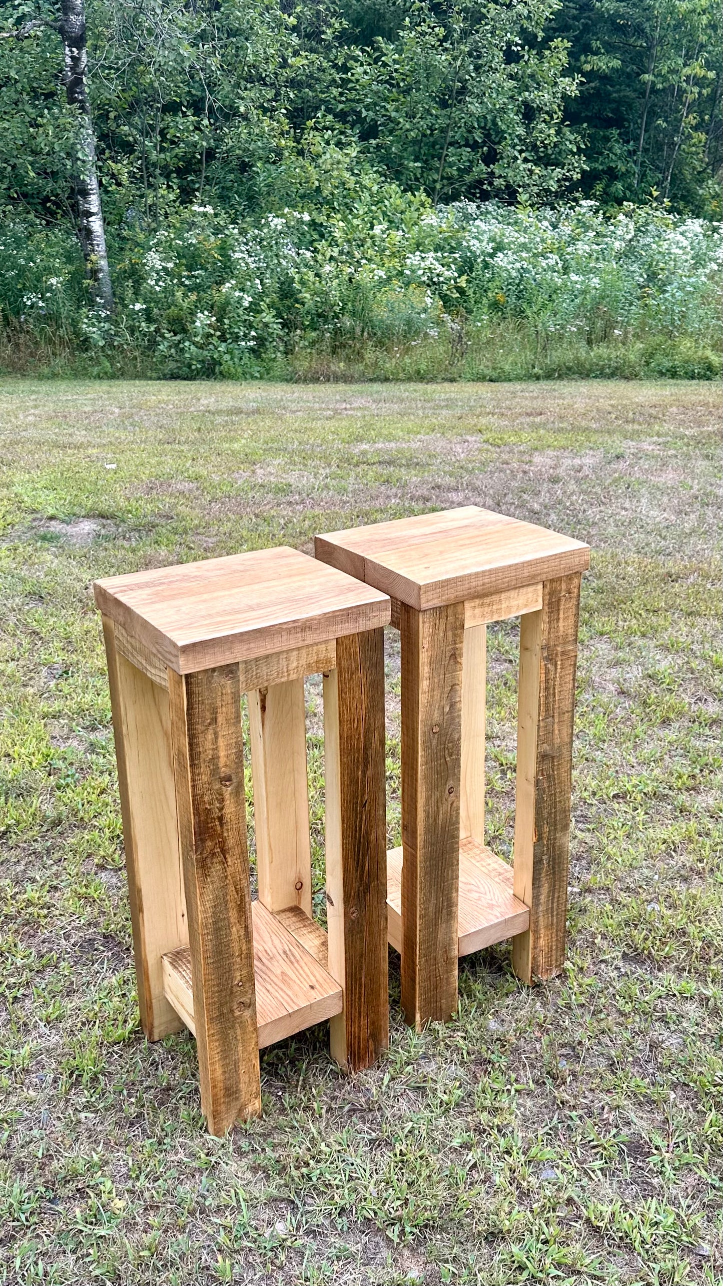 2 x Rustic Reclaimed Oak and Pine Night Stands / Side Tables