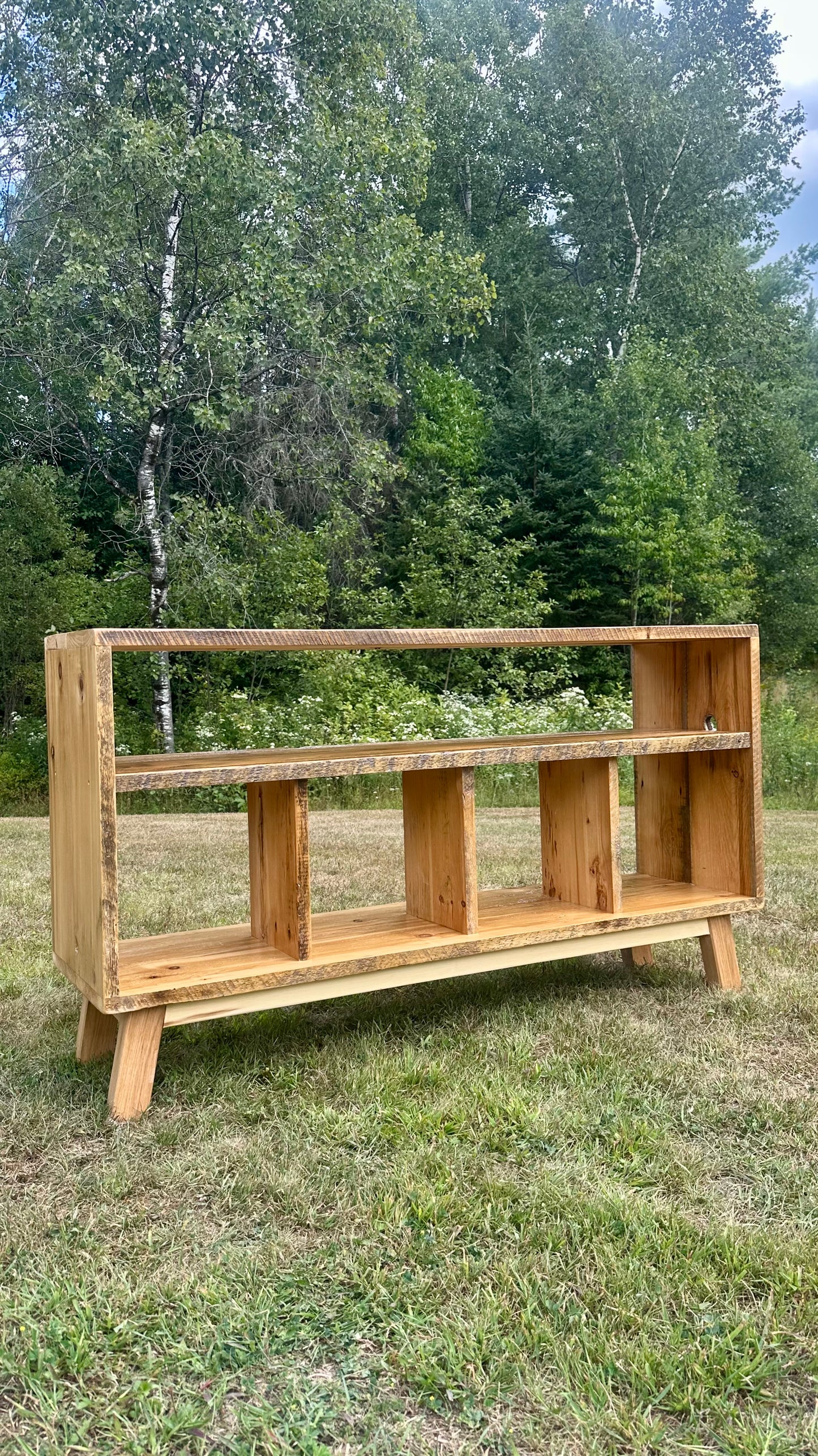 5’ L Rustic Reclaimed Wood Media Stand