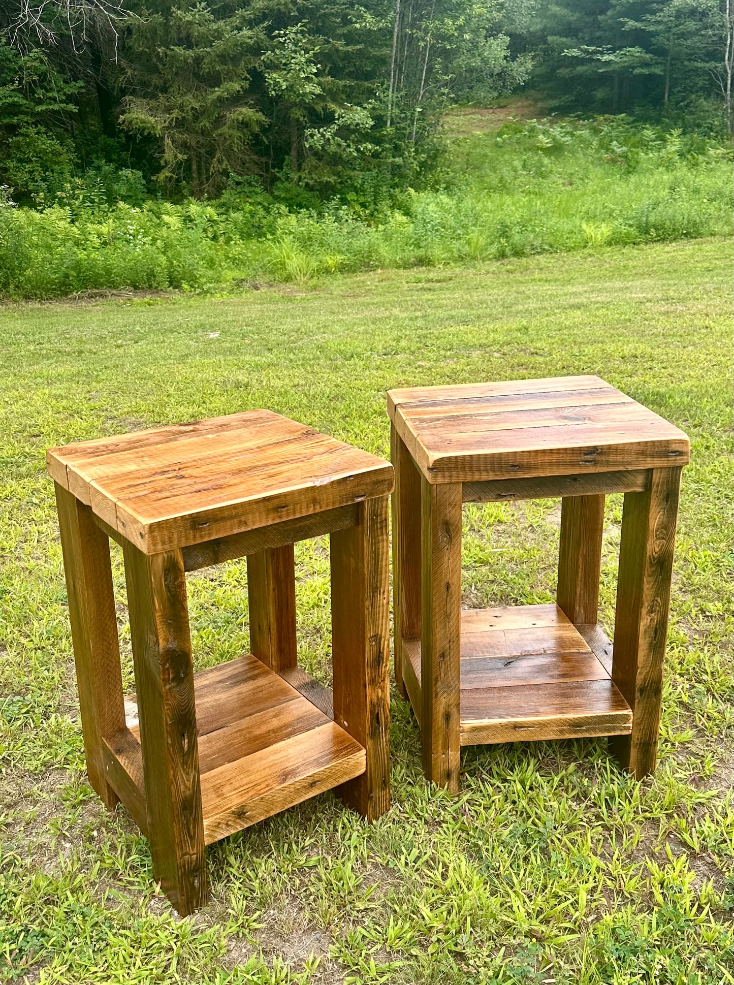 2 x Rustic Wood Tables / Night Stands