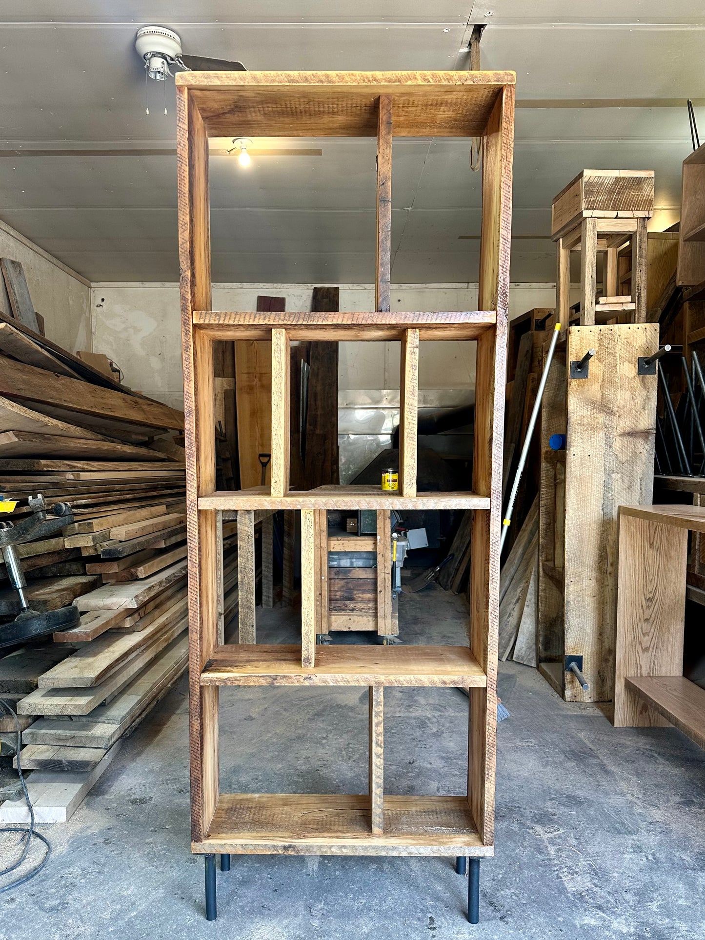 6' H Rustic Reclaimed Wood Bookcase on Pin Legs