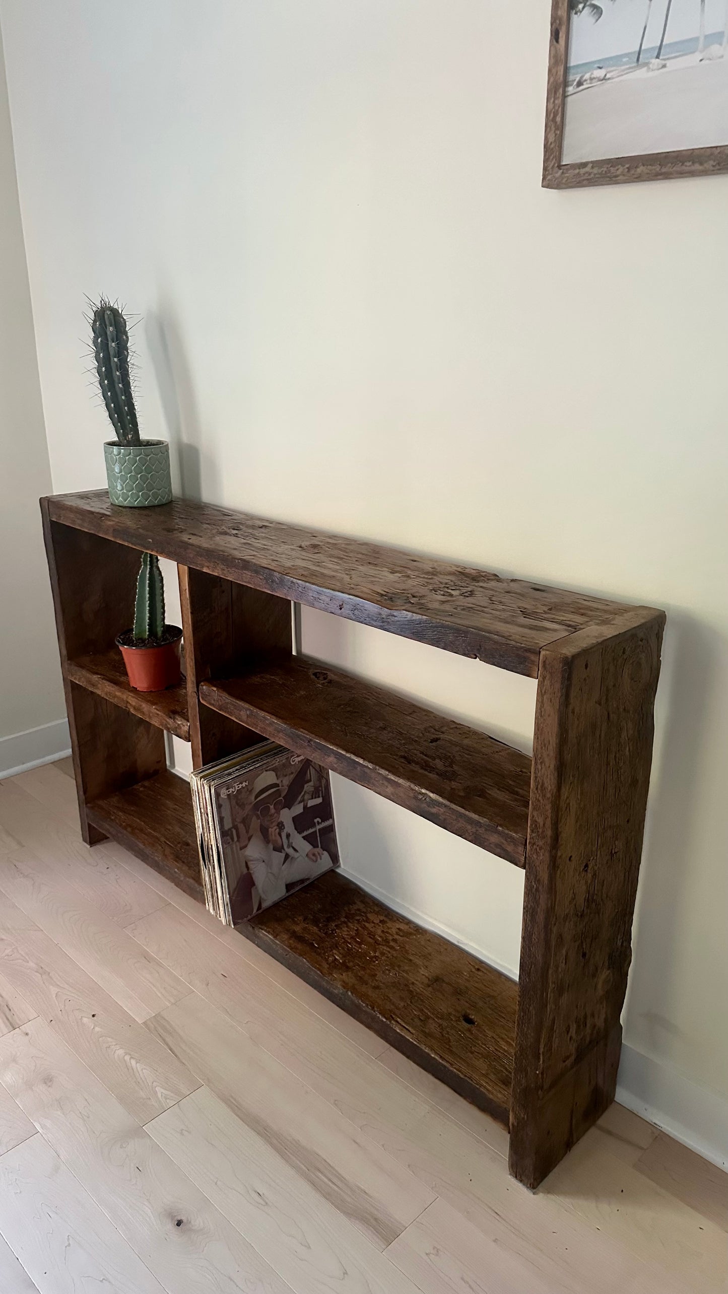 5’ L Rustic Reclaimed Wood Minimalist Shelf / Console Table