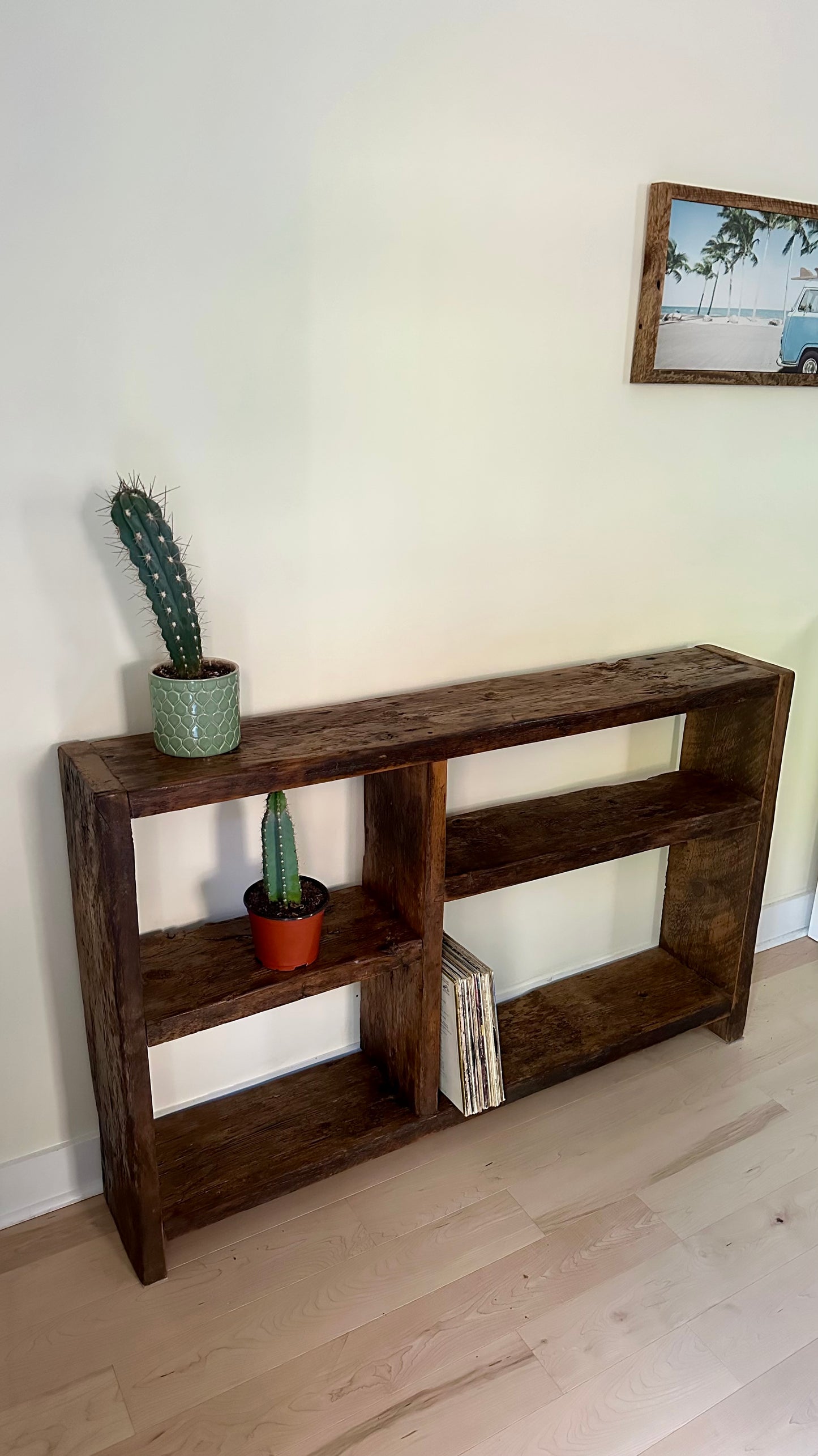 5’ L Rustic Reclaimed Wood Minimalist Shelf / Console Table