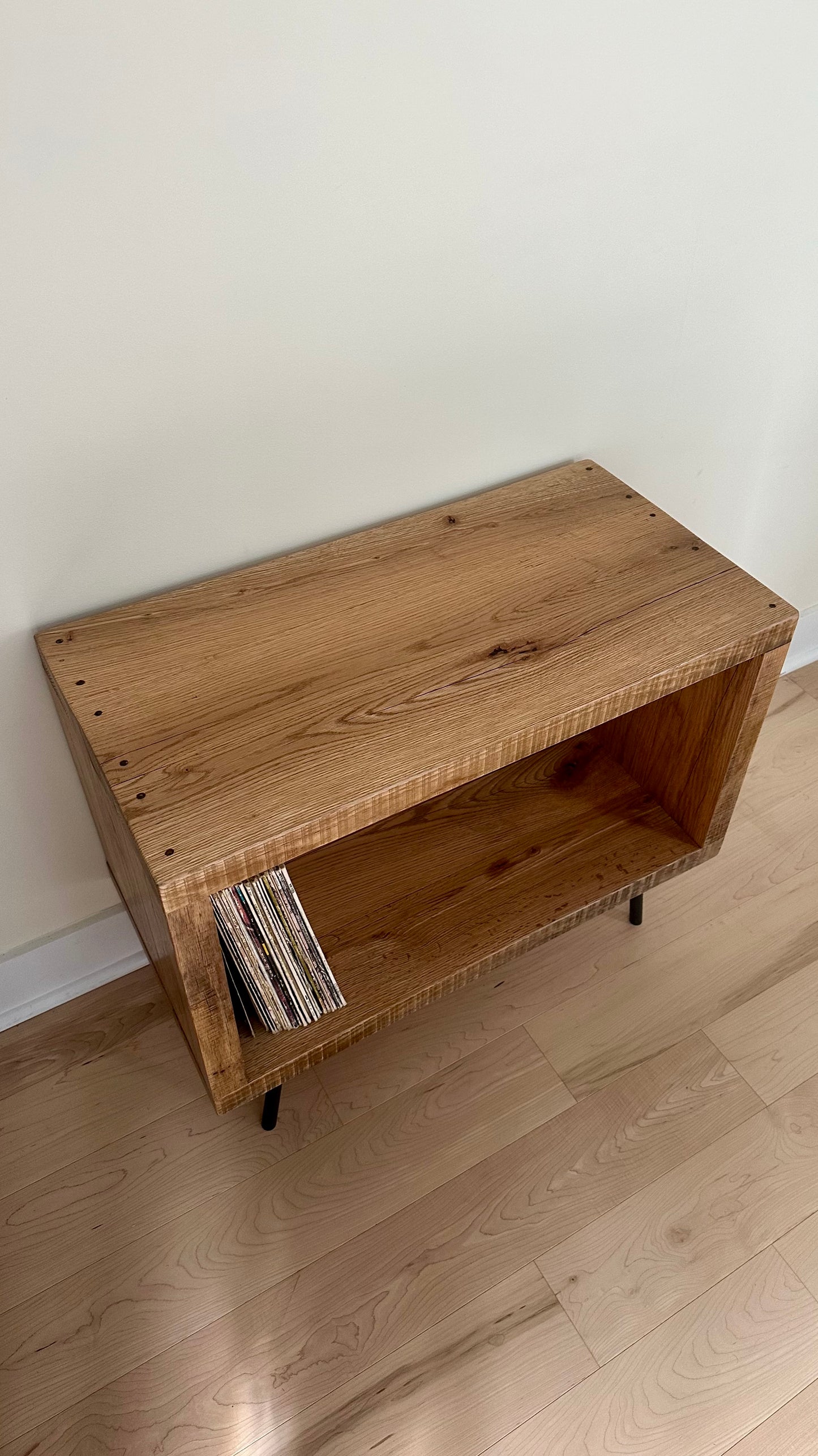 Rustic Reclaimed Oak Wood Side Table / Stand