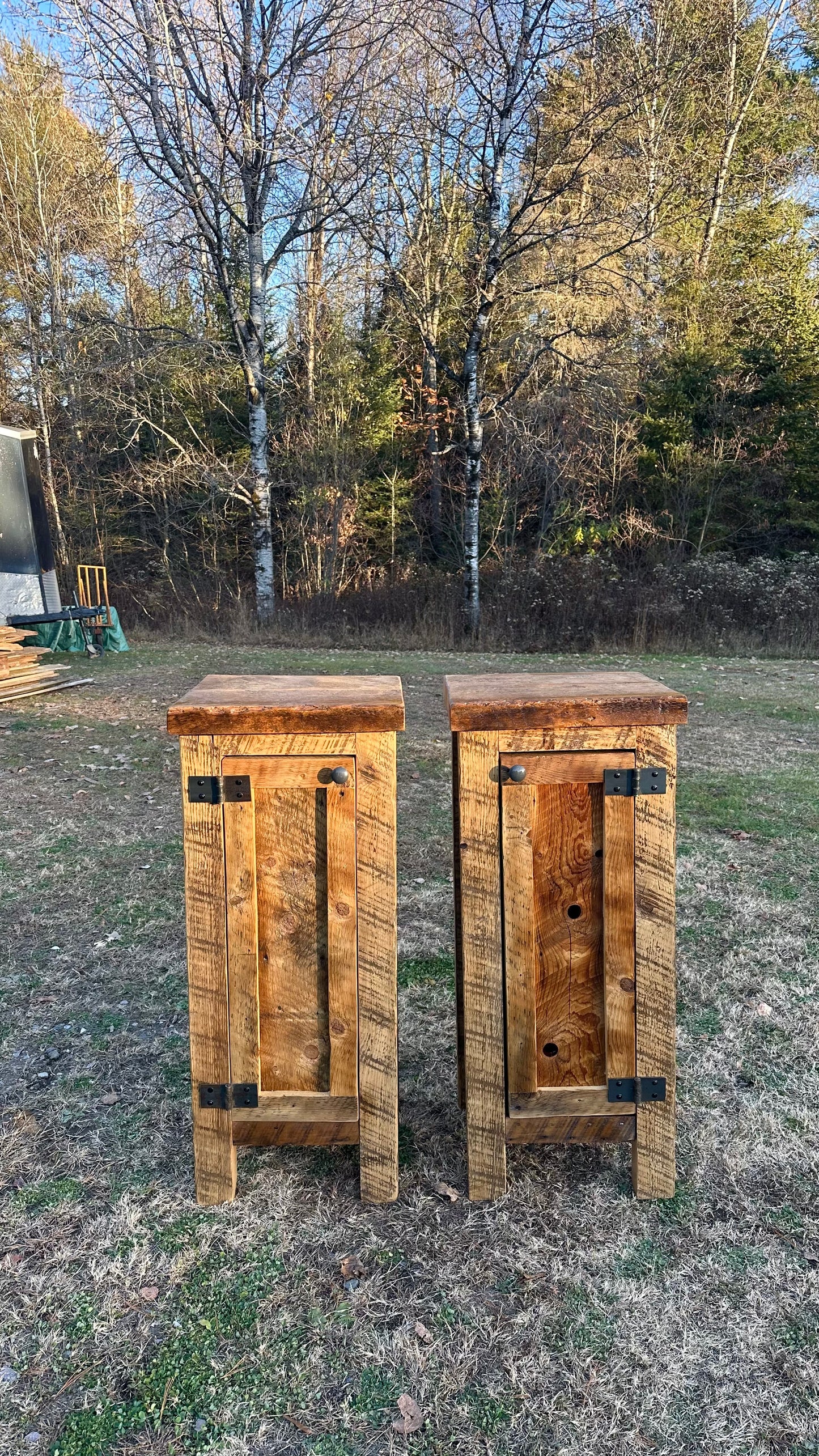 2 x Rustic Wood Cabinets / Night Stands