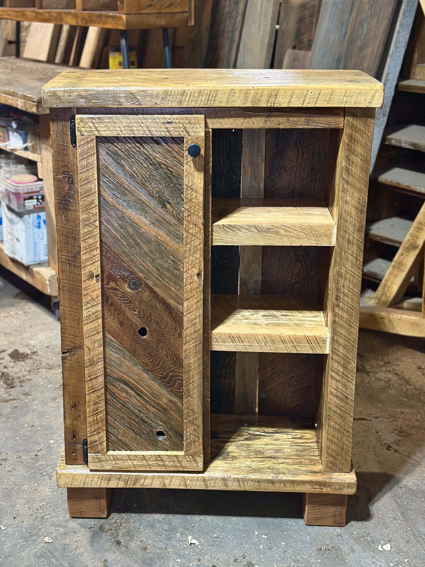 2.5’ L Rustic Reclaimed Wood Bar / Kitchen Cabinet