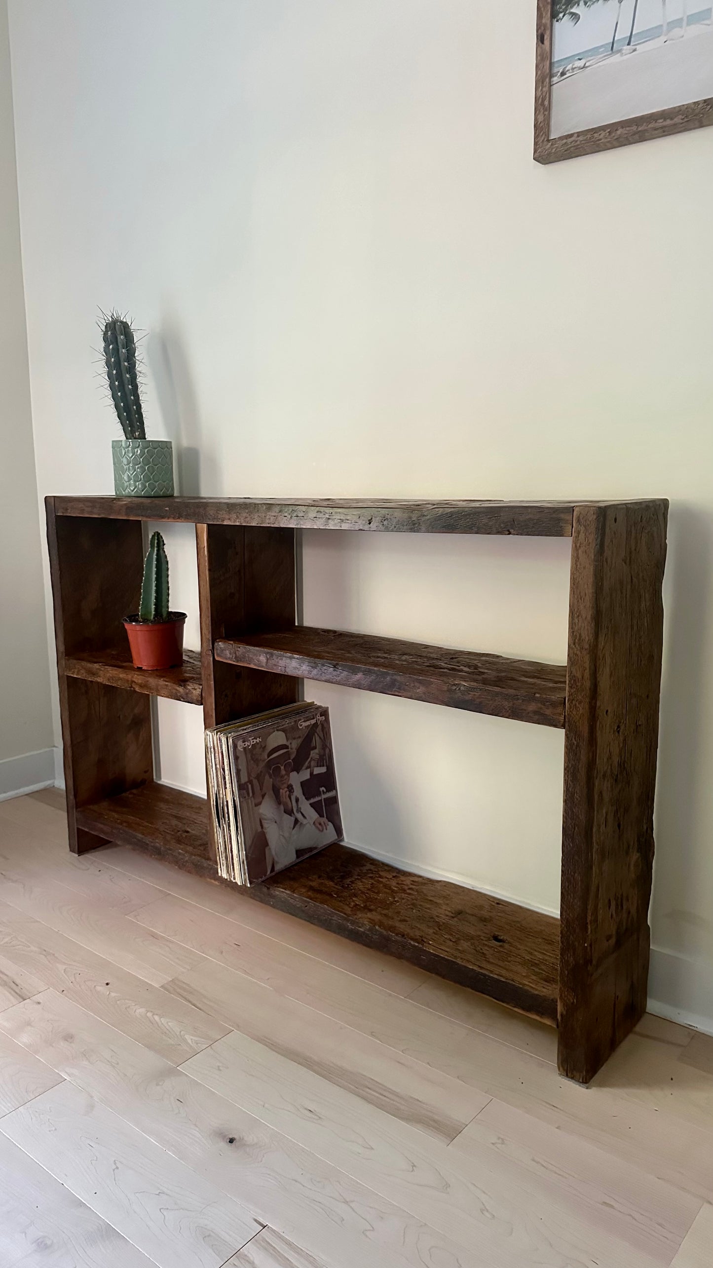 5’ L Rustic Reclaimed Wood Minimalist Shelf / Console Table
