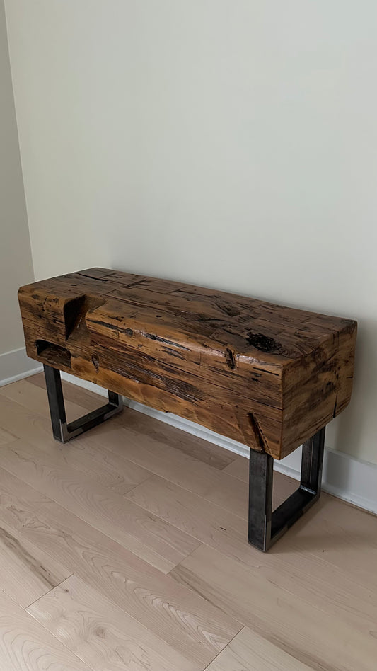 3’ L Rustic Reclaimed Barn Beam Bench