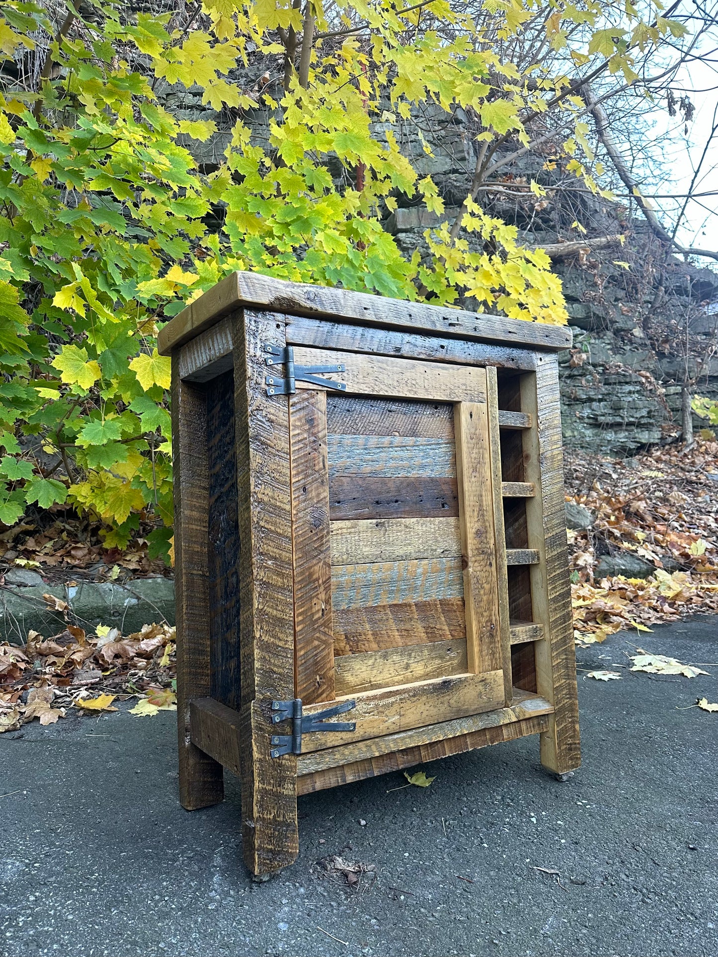 30” L Rustic Wood Bar Cabinet