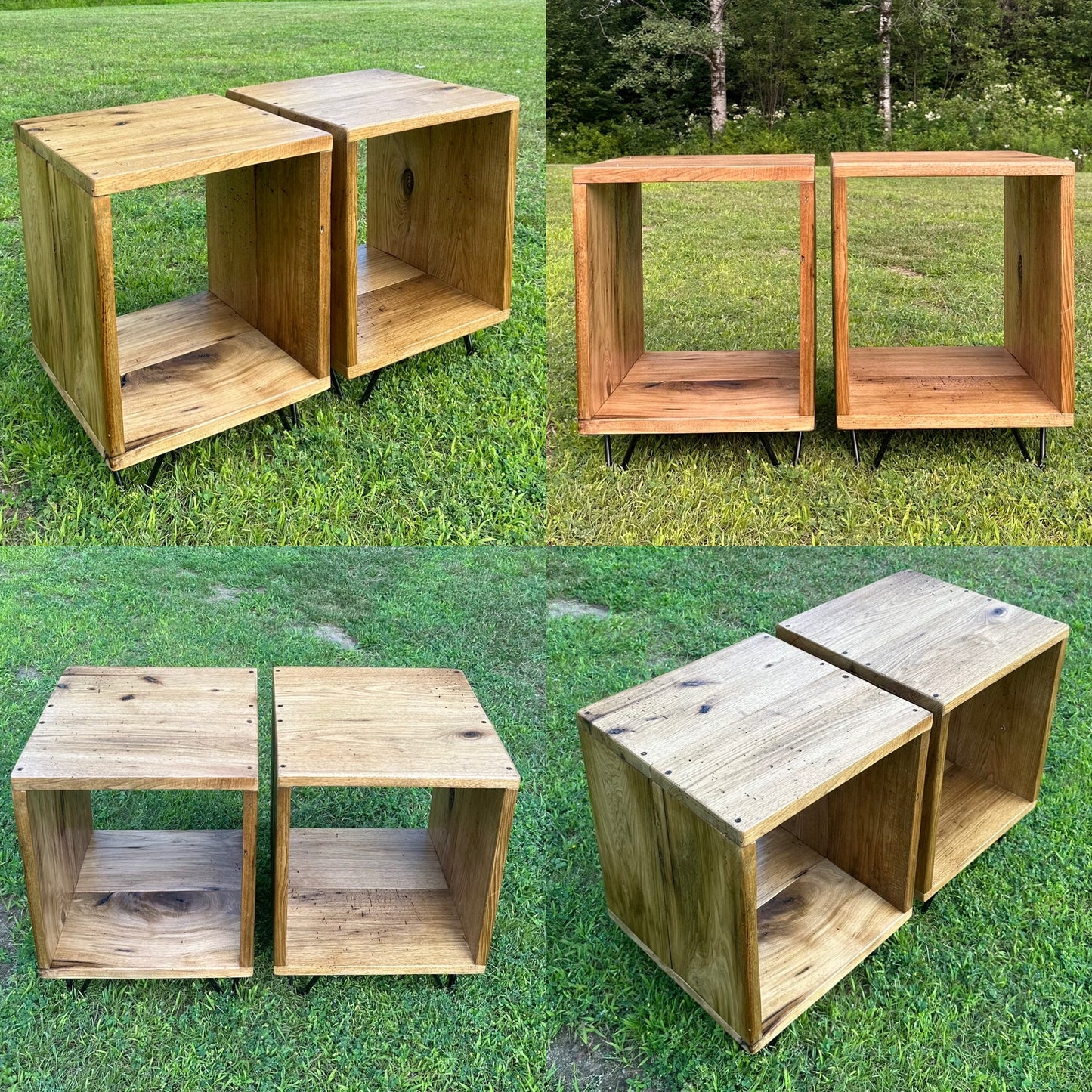 Rustic Wood Side Tables / Vinyl Storage Cubes