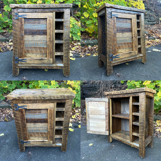 30” L Rustic Wood Bar Cabinet