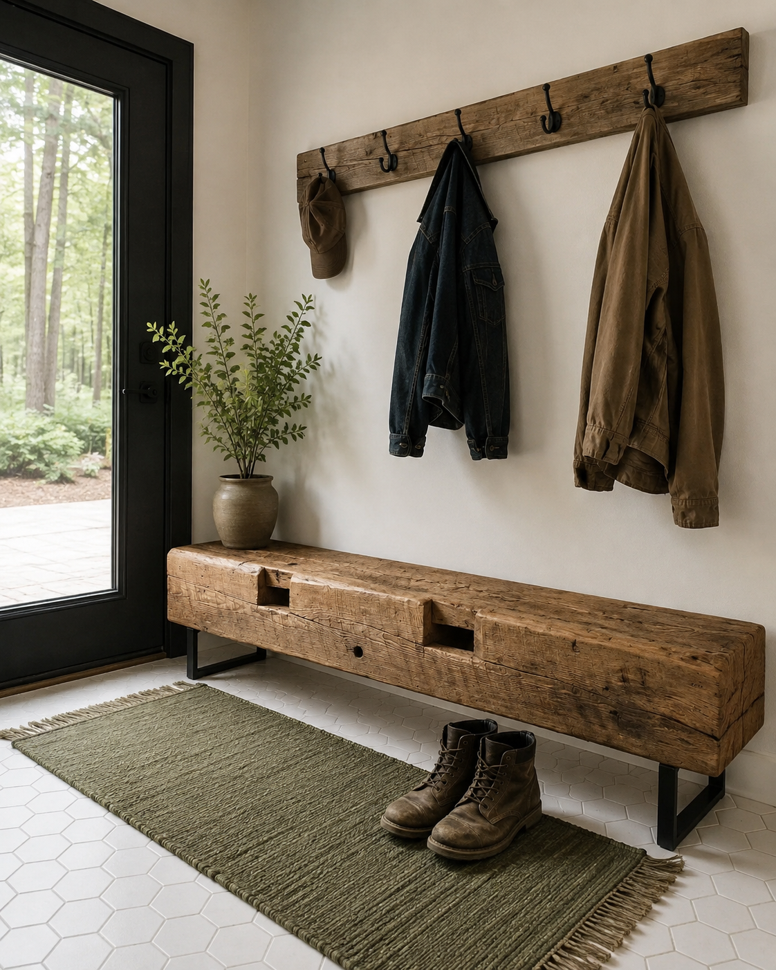 6' Rustic Reclaimed Wood Beam Bench