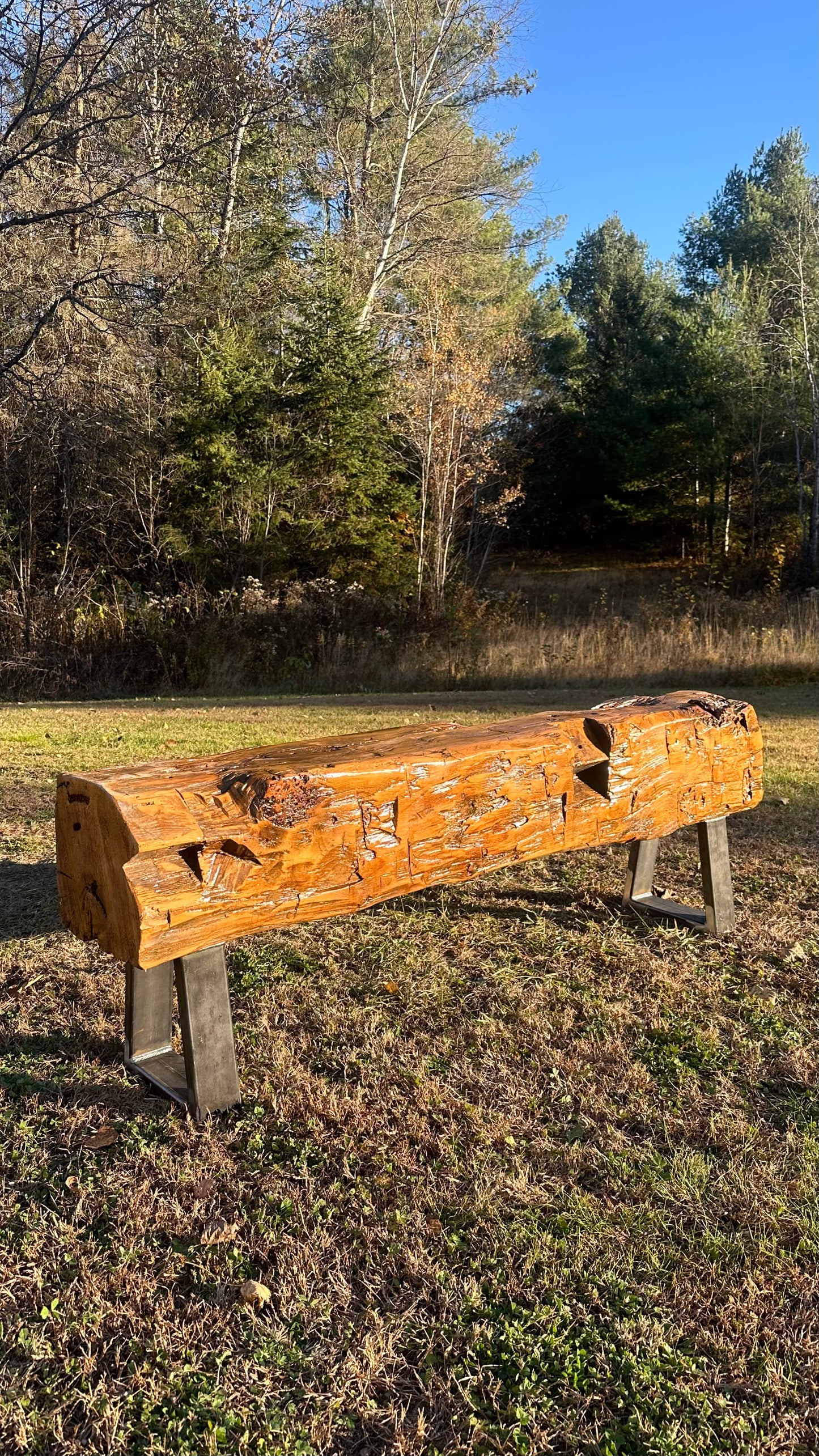 5’ Rustic Reclaimed Wood + Steel Bench