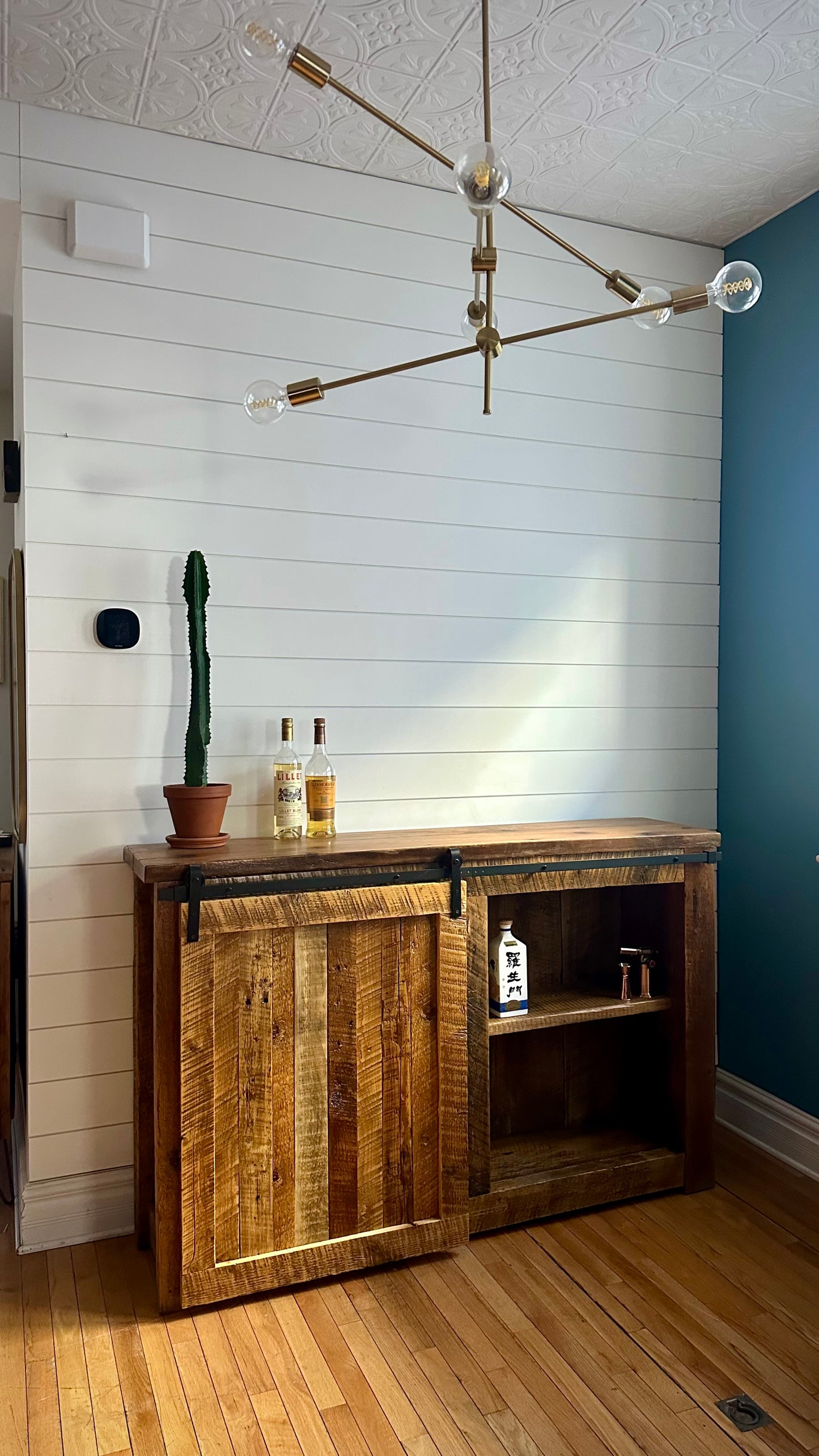 5’ L Rustic Reclaimed Wood Barn Door Cabinet