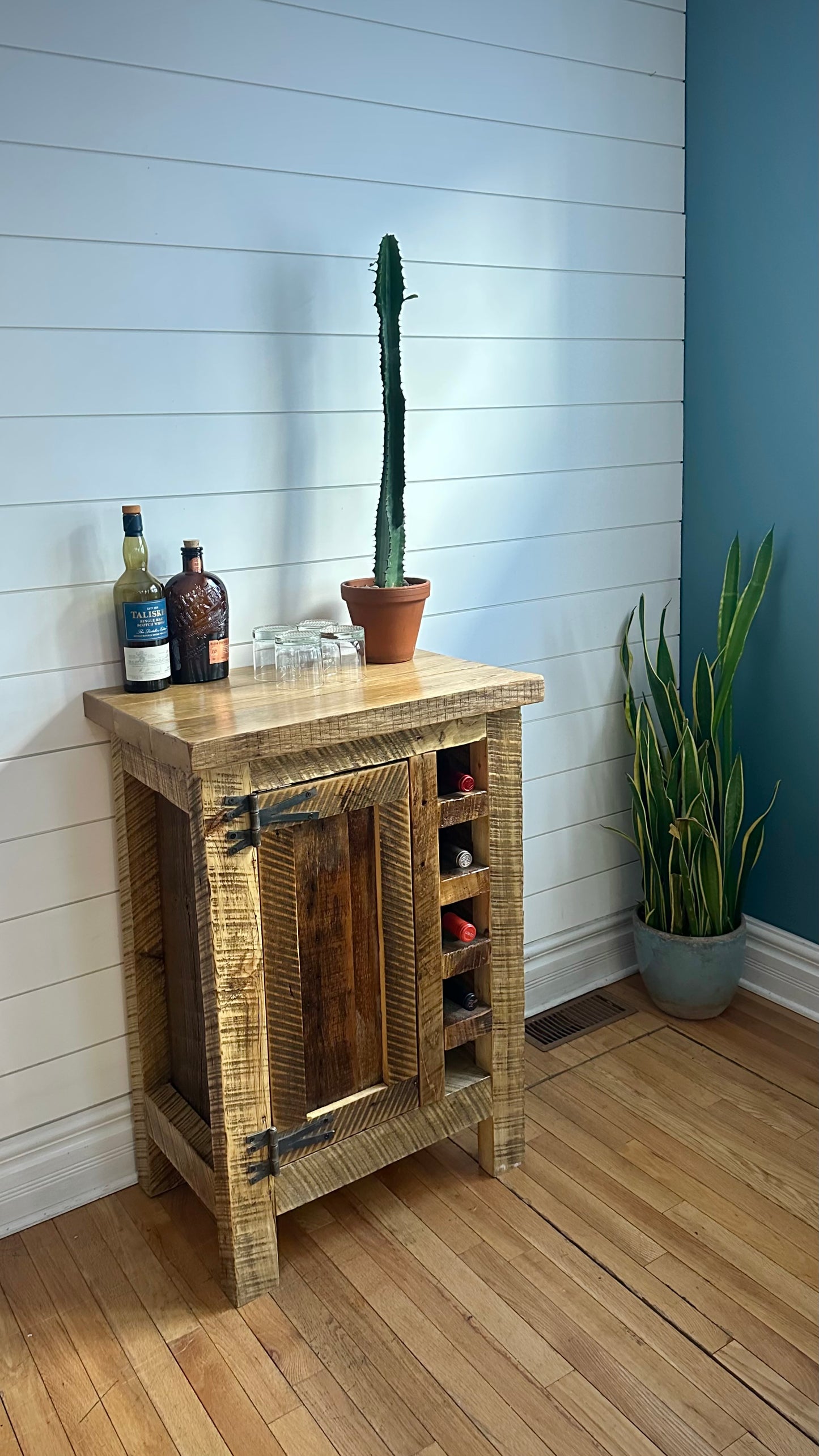 2’ L Rustic Reclaimed Wood Bar/Wine Cabinet